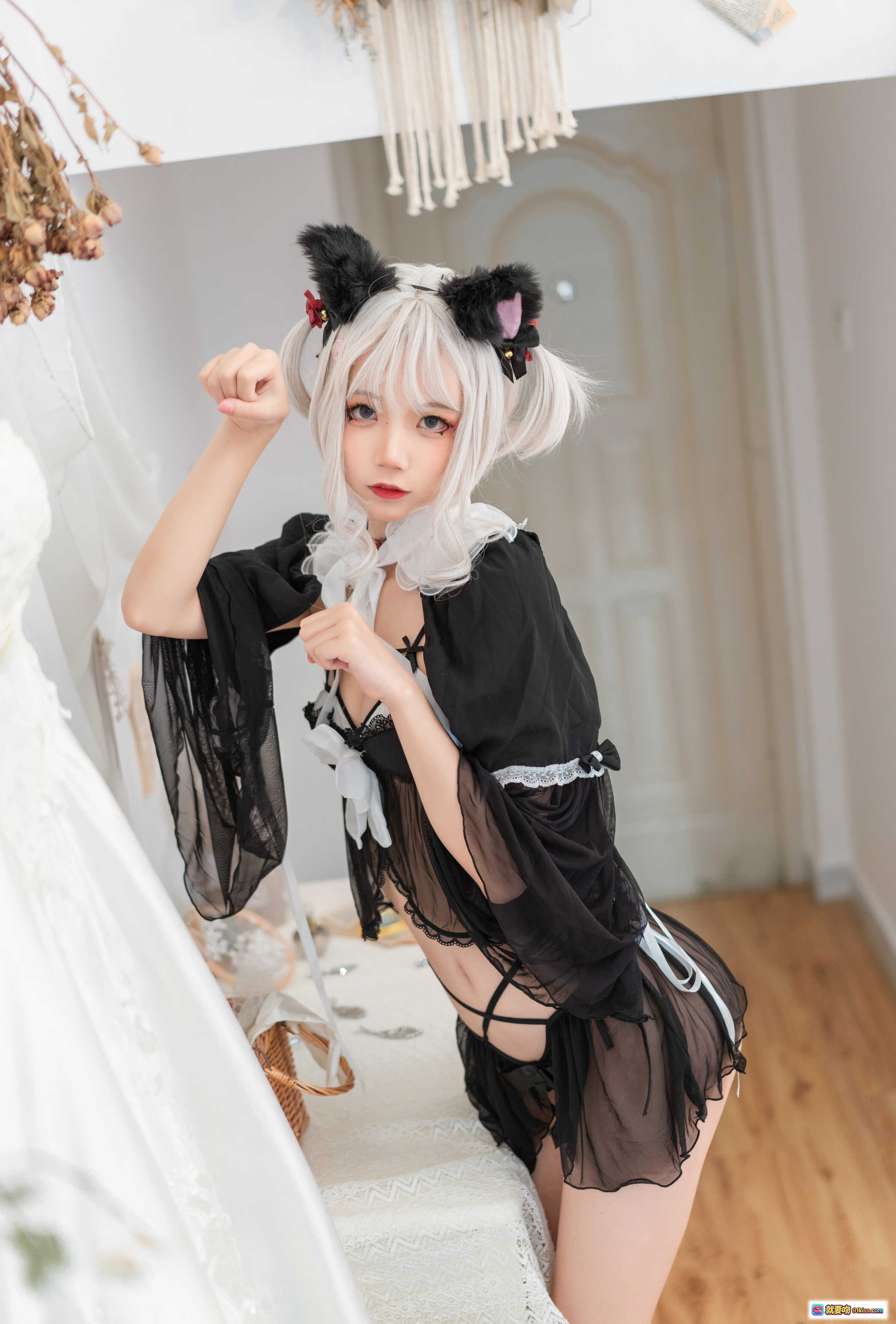 图片[4] - 五更百鬼_NO.022 性感猫娘写真 42P高清黑丝蕾丝猫耳少女卧室私房美图 - 就要吻