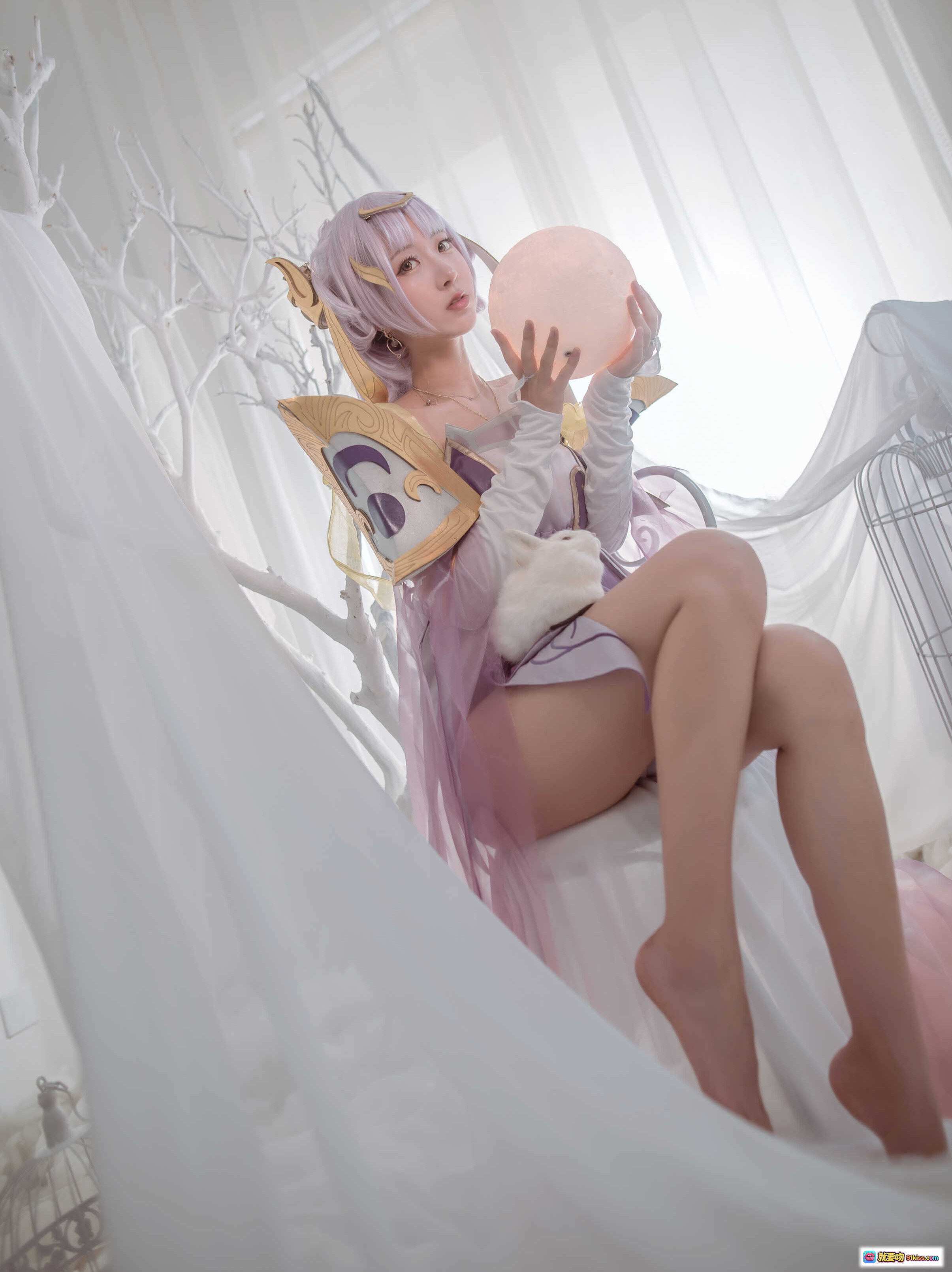 图片[3] - 黑川NO.009嫦娥Cosplay写真｜梦幻紫发少女抱月球｜白色纱幔仙境风｜34P高清美图 - 就要吻
