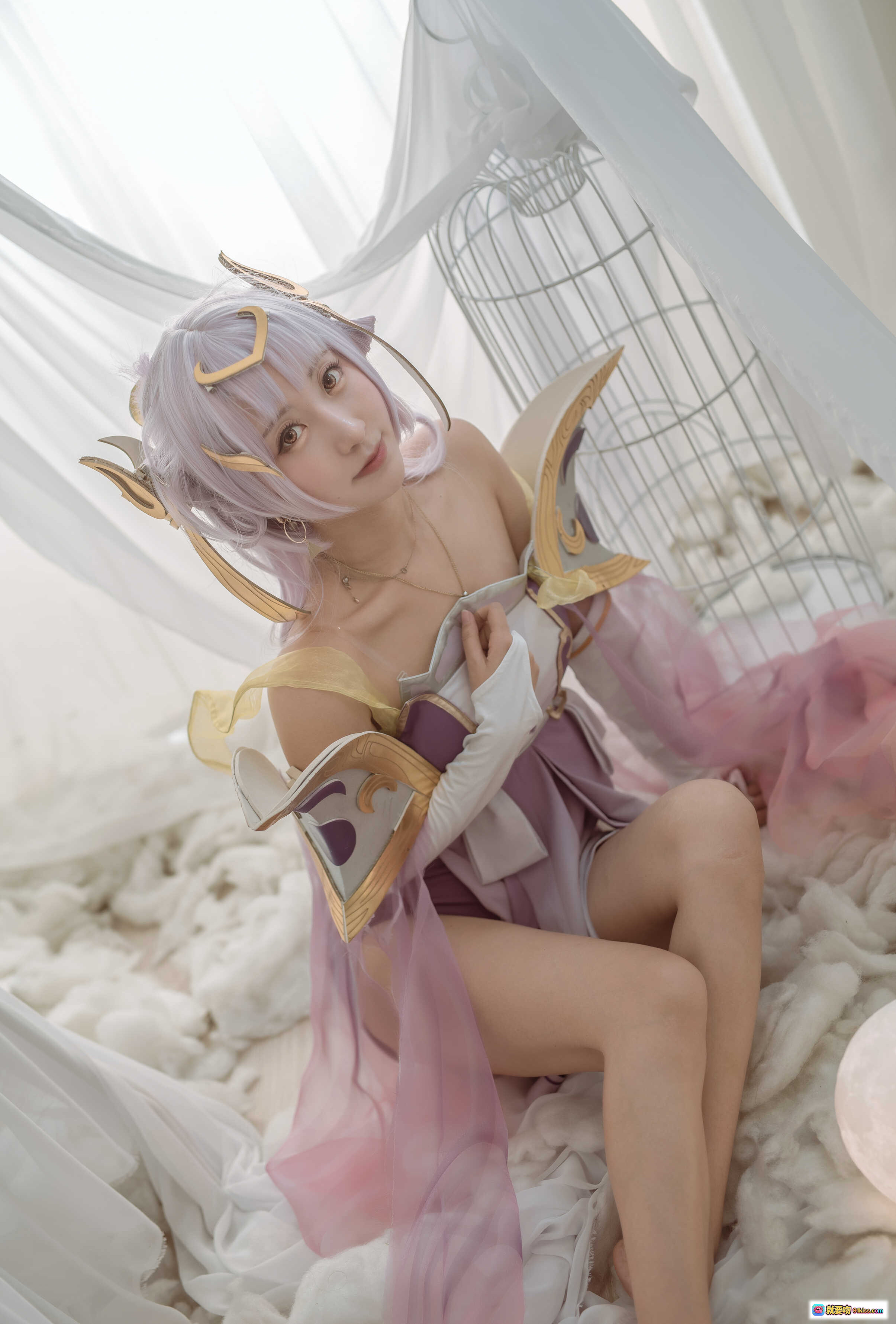 图片[7] - 黑川NO.009嫦娥Cosplay写真｜梦幻紫发少女抱月球｜白色纱幔仙境风｜34P高清美图 - 就要吻