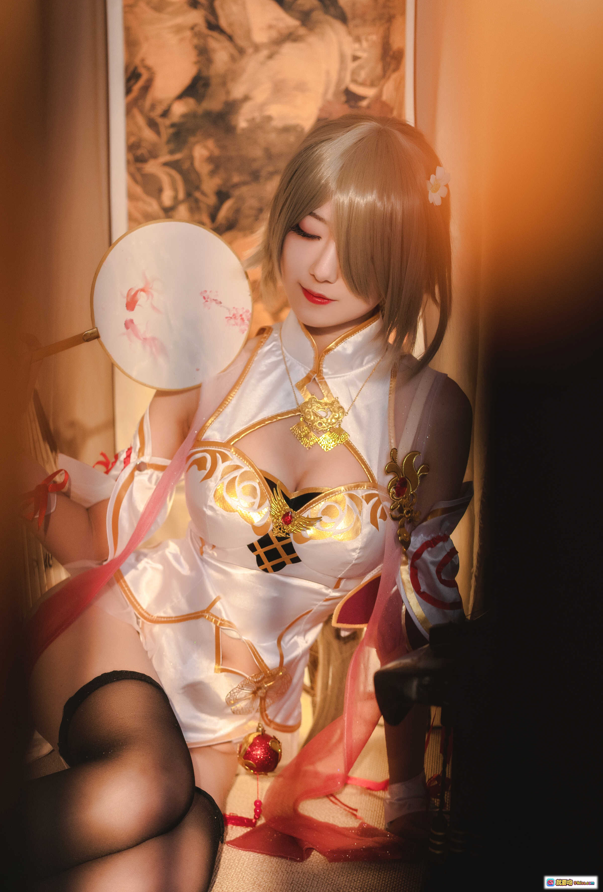 图片[2] - 弥音音NO.010浣溪沙Cosplay写真｜白金旗袍少女｜花饰长发｜古典美艳造型｜59P高清图集 - 就要吻