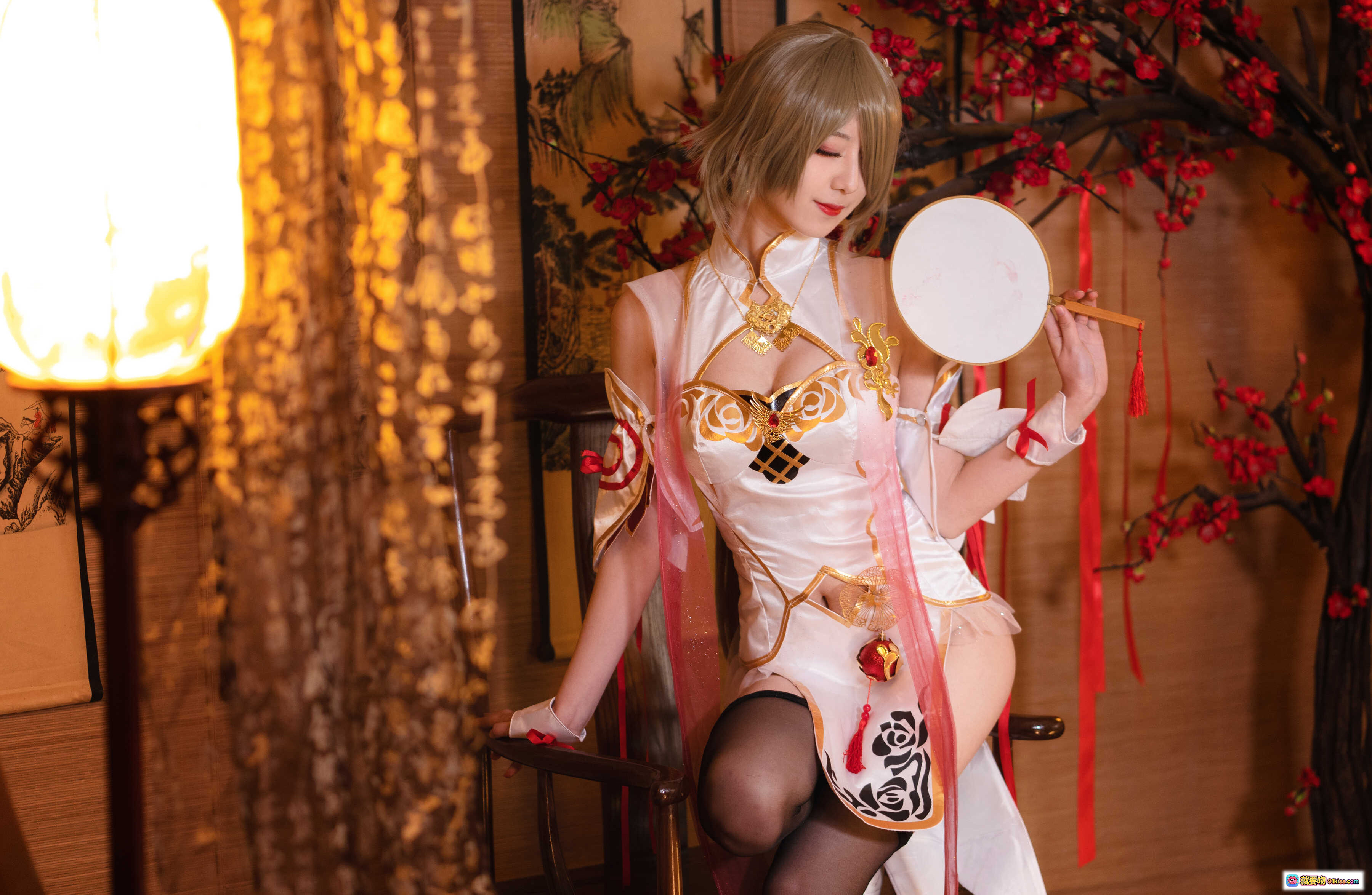 图片[4] - 弥音音NO.010浣溪沙Cosplay写真｜白金旗袍少女｜花饰长发｜古典美艳造型｜59P高清图集 - 就要吻