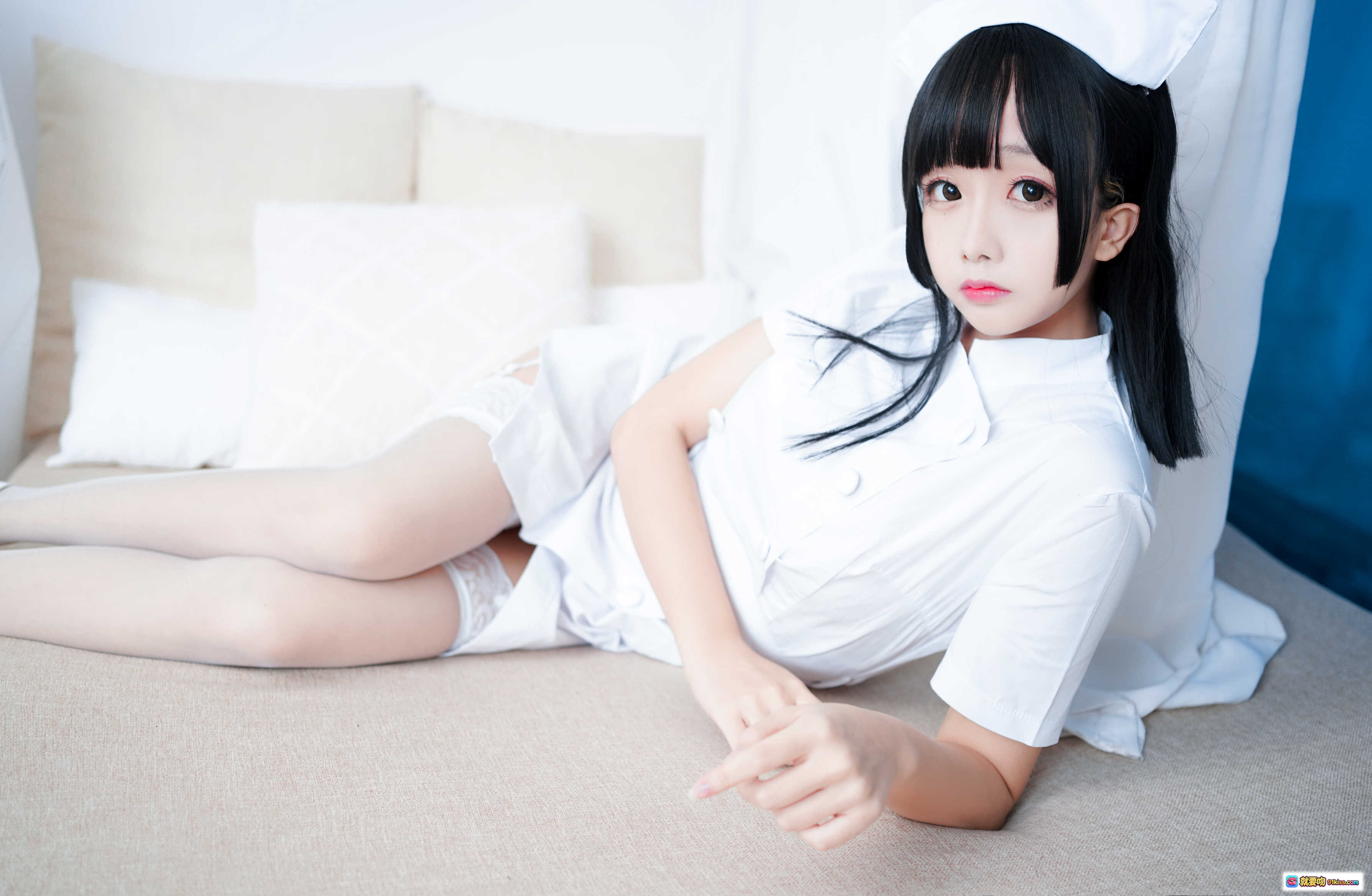 图片[6] - 日奈娇NO.023纯白护士写真 96P高清美图 白色制服蕾丝袜跪姿诱惑 性感可爱护士造型 - 就要吻