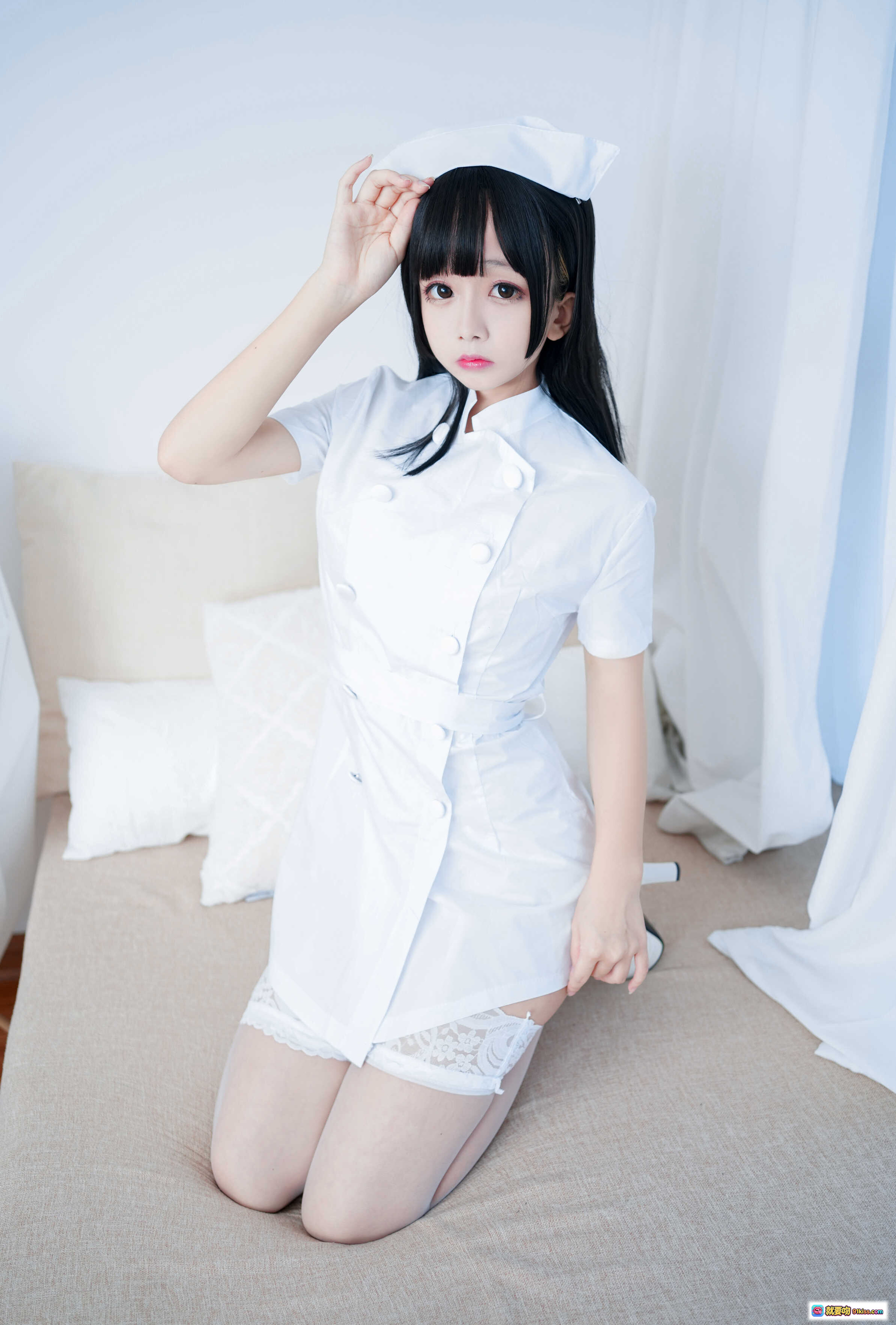 图片[2] - 日奈娇NO.023纯白护士写真 96P高清美图 白色制服蕾丝袜跪姿诱惑 性感可爱护士造型 - 就要吻