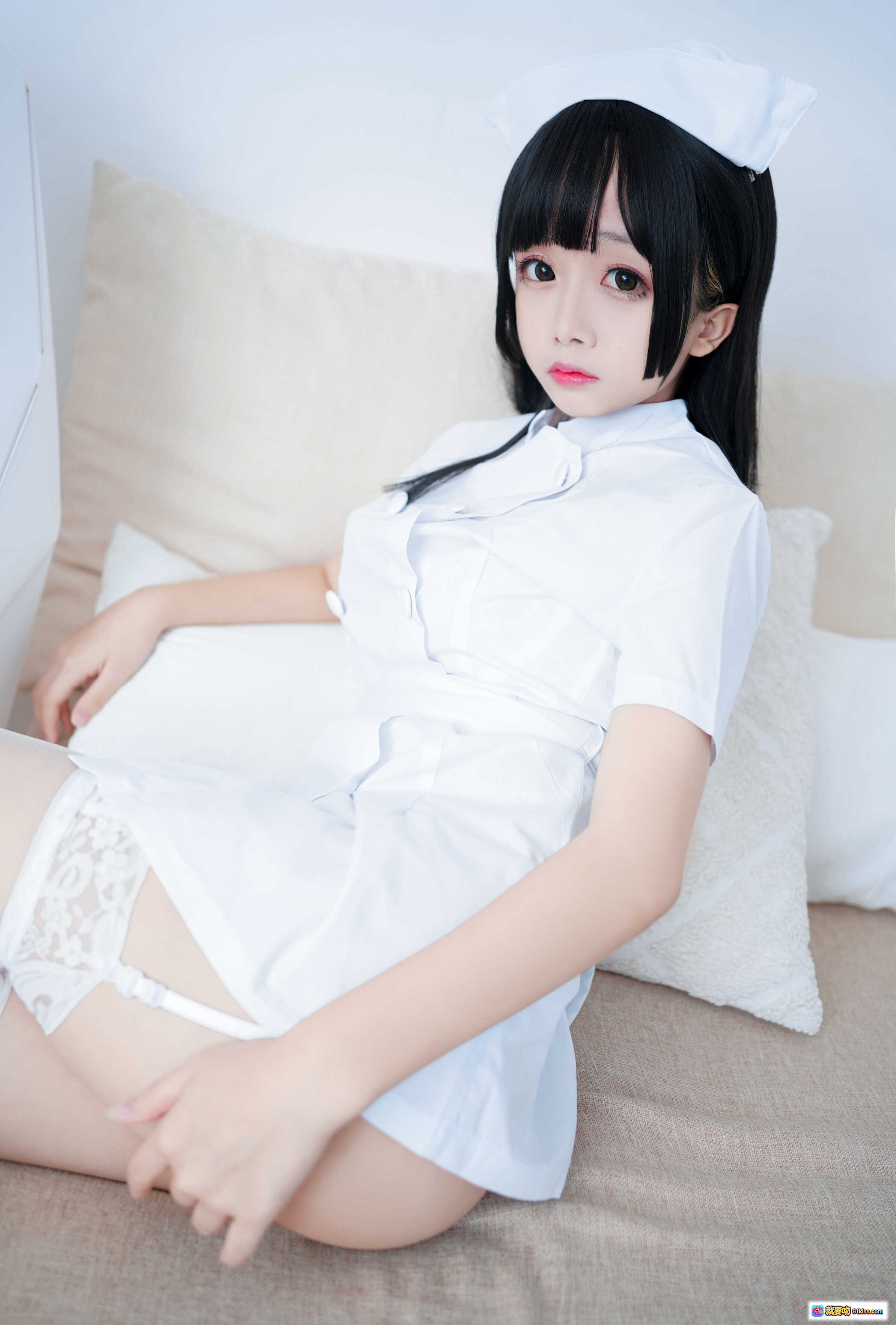图片[8] - 日奈娇NO.023纯白护士写真 96P高清美图 白色制服蕾丝袜跪姿诱惑 性感可爱护士造型 - 就要吻