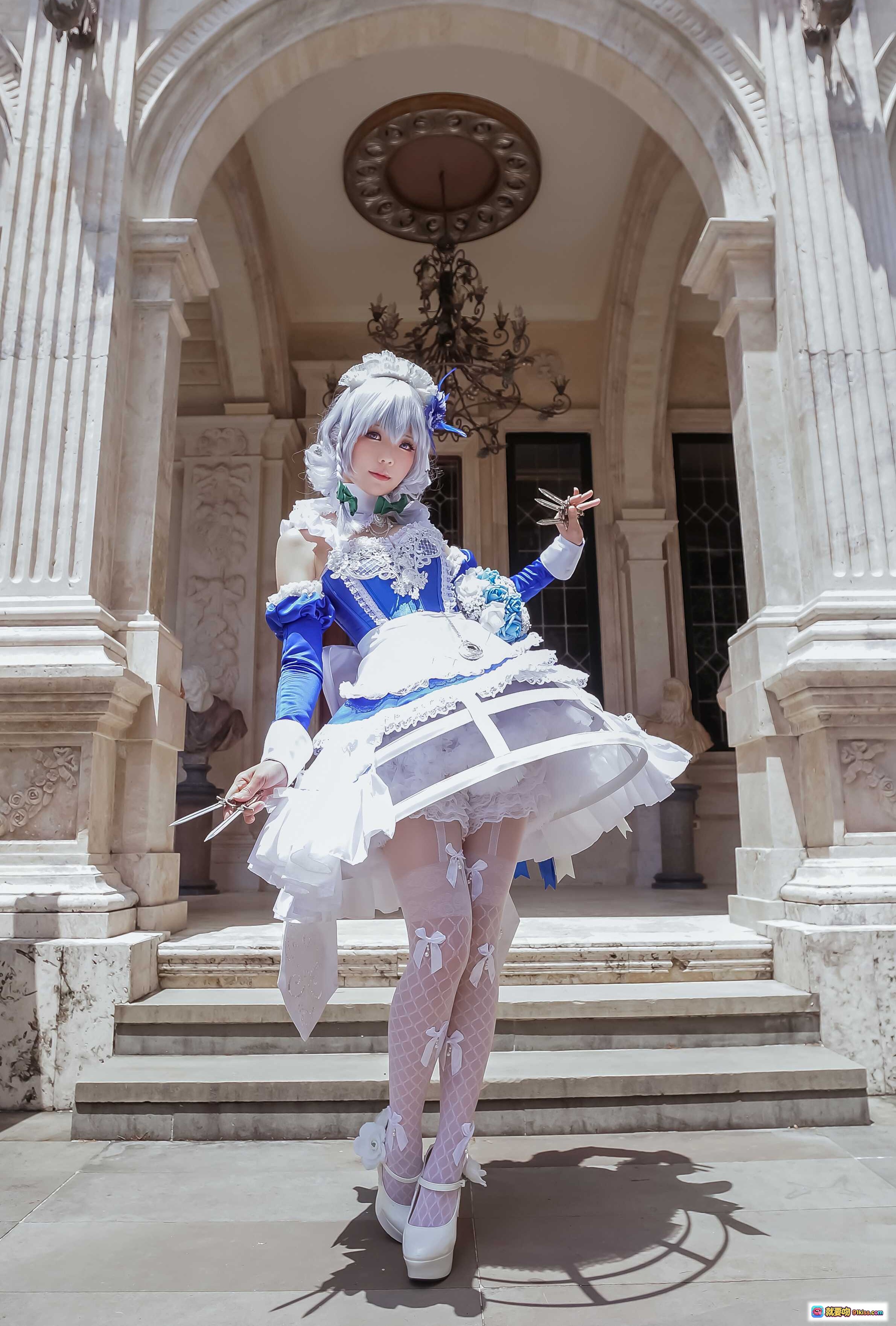 图片[7] - ElyEE子NO.027紫色洛丽塔女仆装蕾丝十字架时钟腰带配剑写真美图 - 就要吻