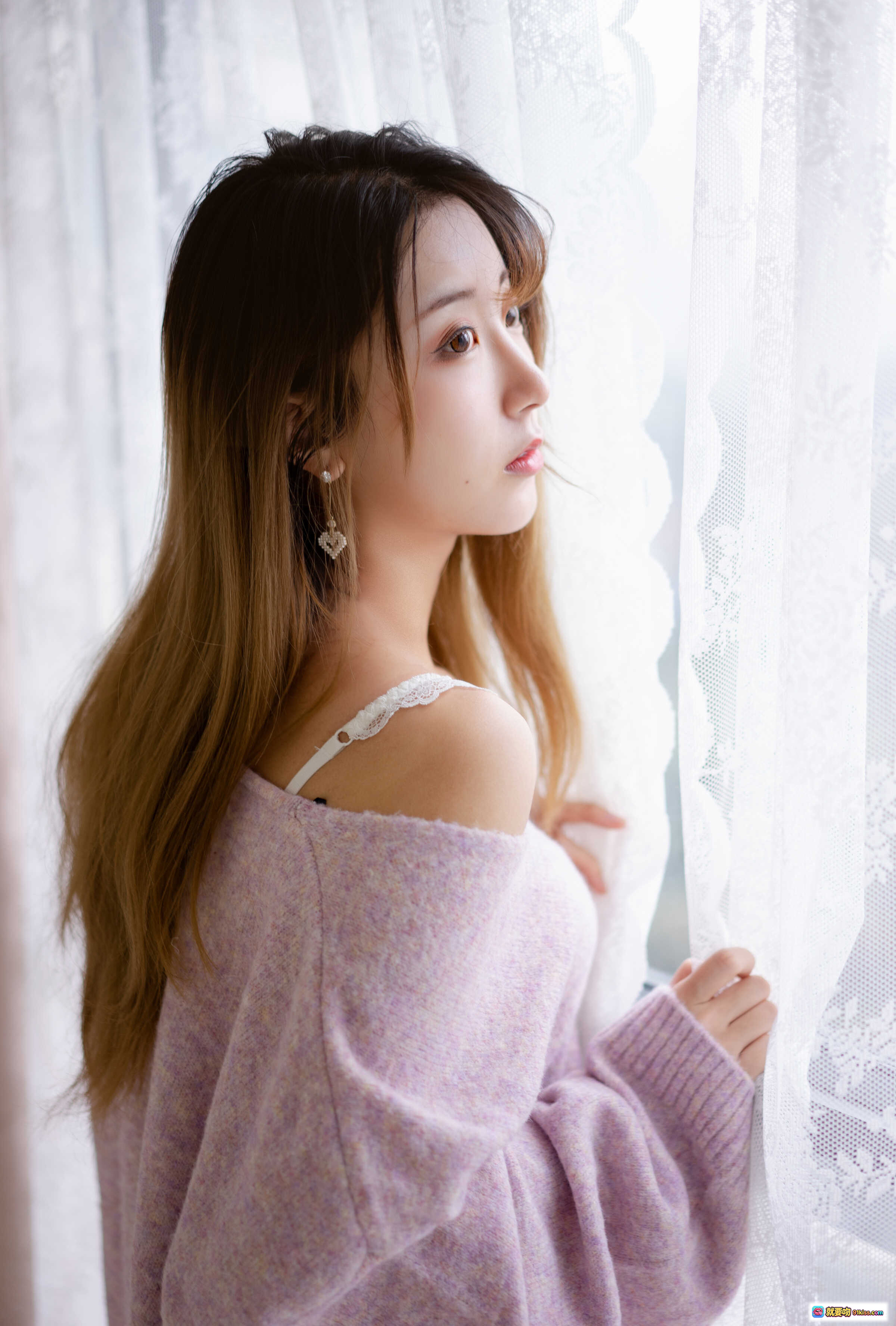 图片[5] - 黑川NO.031紫色毛衣写真 美女床上慵懒风 14P高清图集 甜美性感私房照 - 就要吻