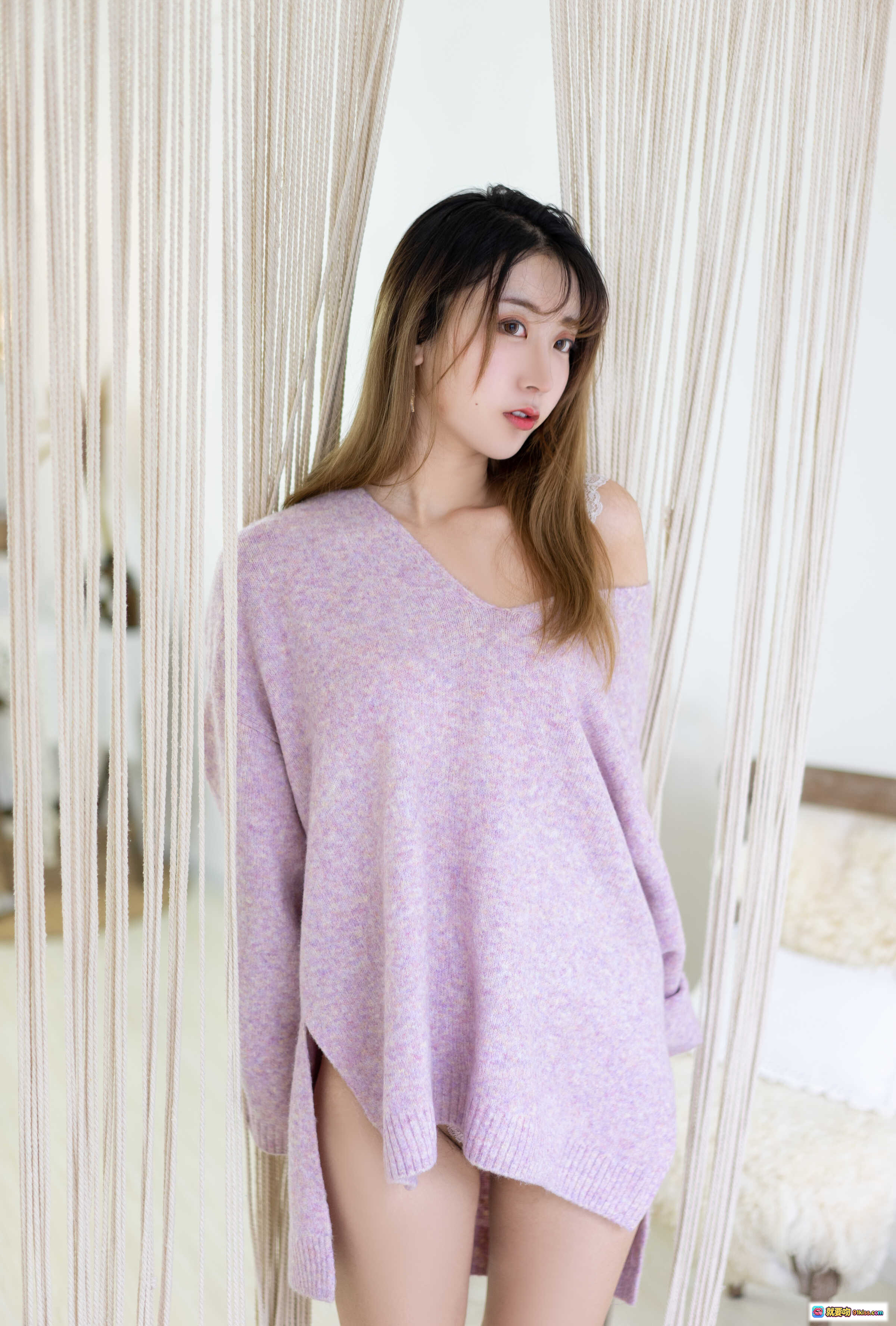 图片[4] - 黑川NO.031紫色毛衣写真 美女床上慵懒风 14P高清图集 甜美性感私房照 - 就要吻