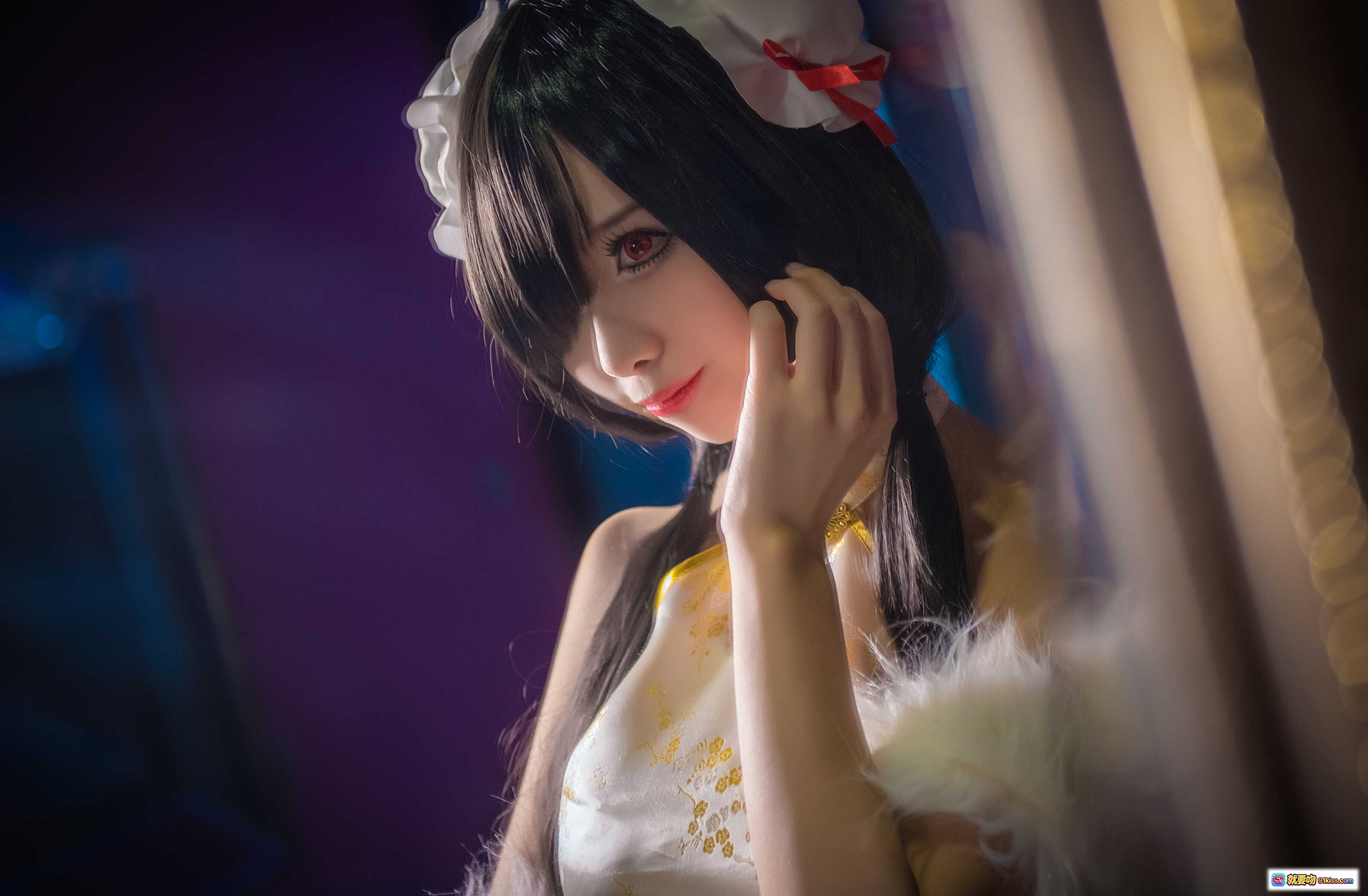 青青子Js NO.010 时崎狂三 Cosplay 美图 - 黑发红瞳女仆装 优雅姿态 高清写真 11P-61M - 就要吻