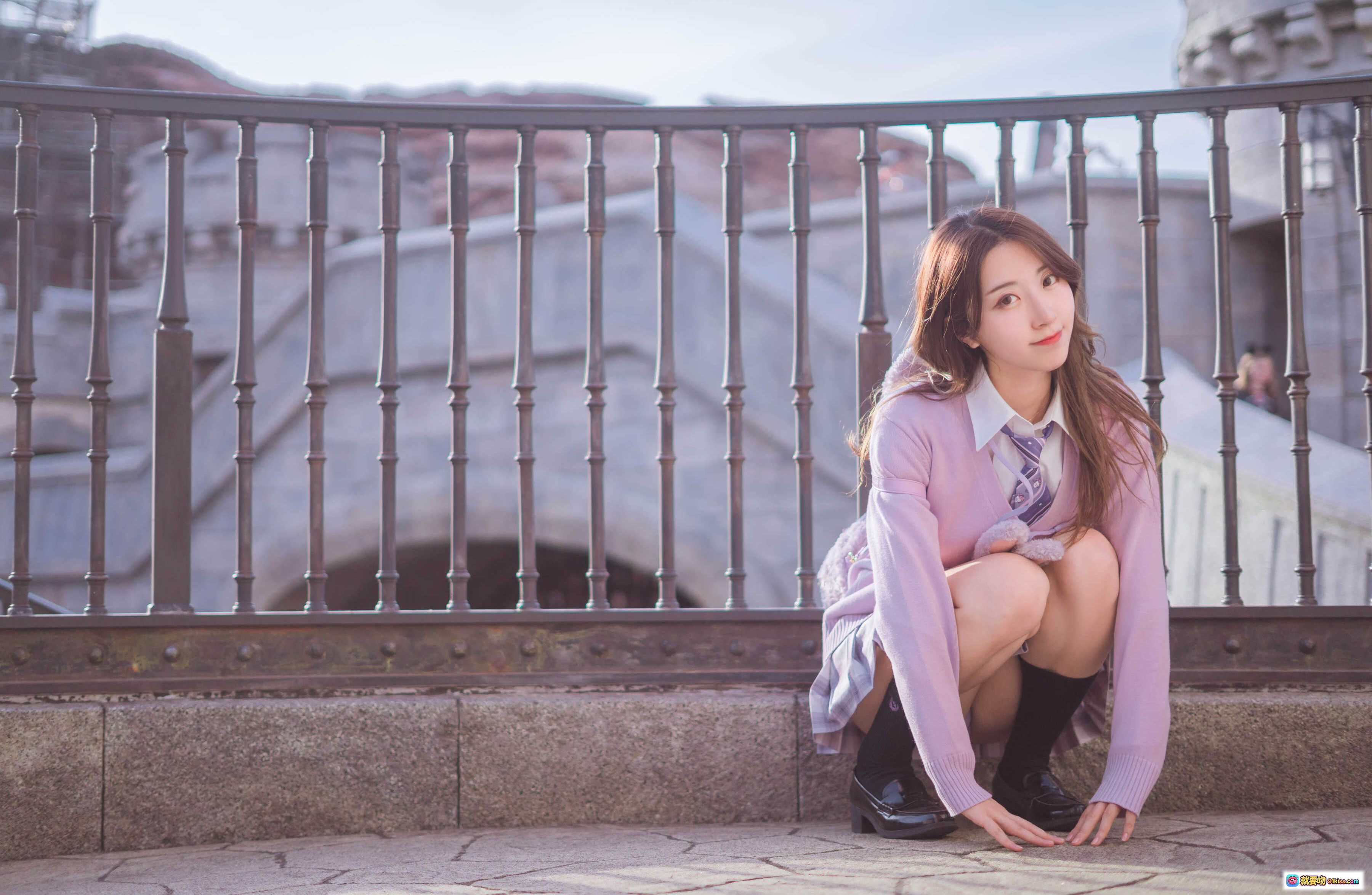 图片[7] - 黑川NO.036迪士尼写真集35P161MB 清新少女闭眼微笑 紫白校服阳光侧颜 甜美日系风格户外拍摄 - 就要吻