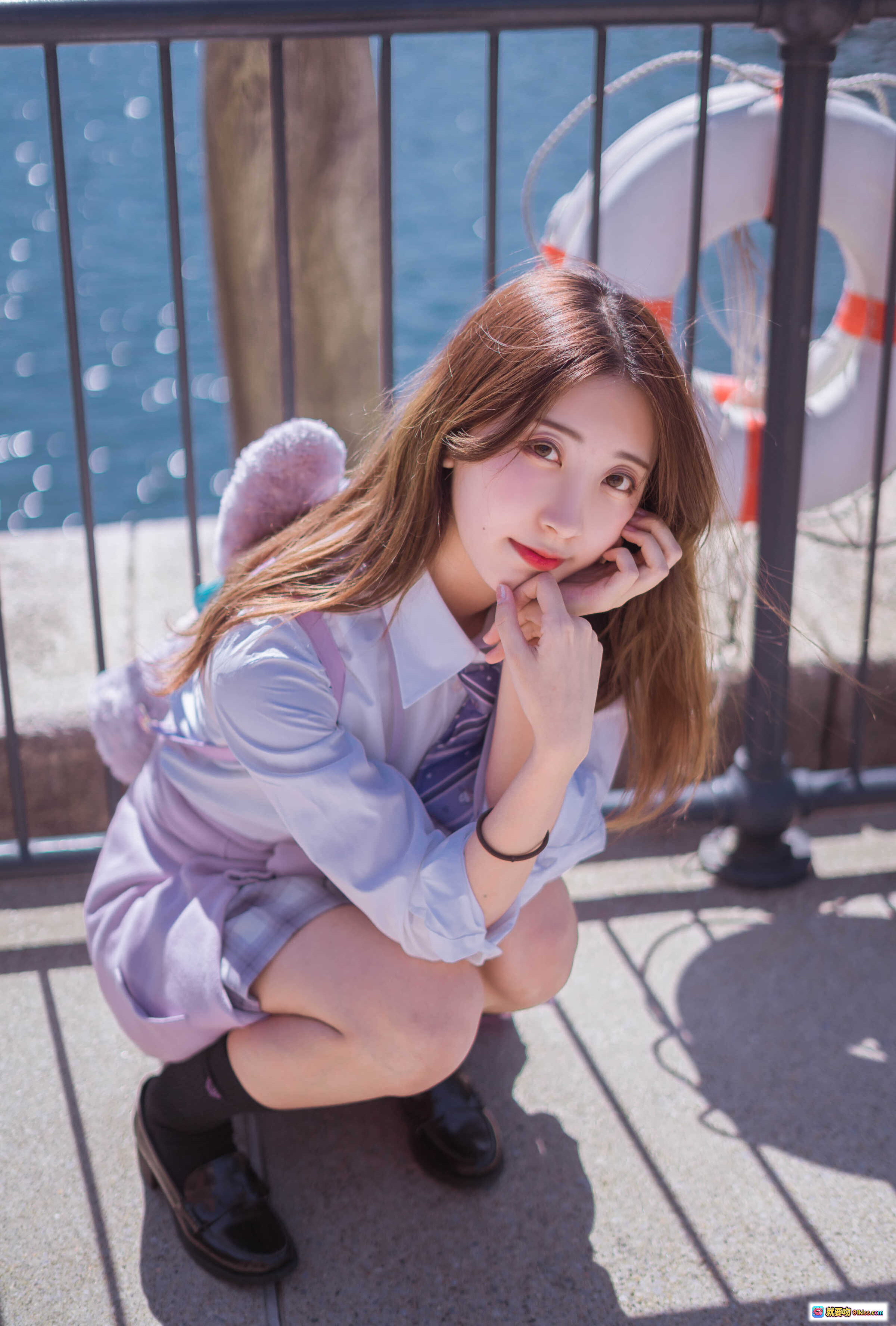 图片[5] - 黑川NO.036迪士尼写真集35P161MB 清新少女闭眼微笑 紫白校服阳光侧颜 甜美日系风格户外拍摄 - 就要吻