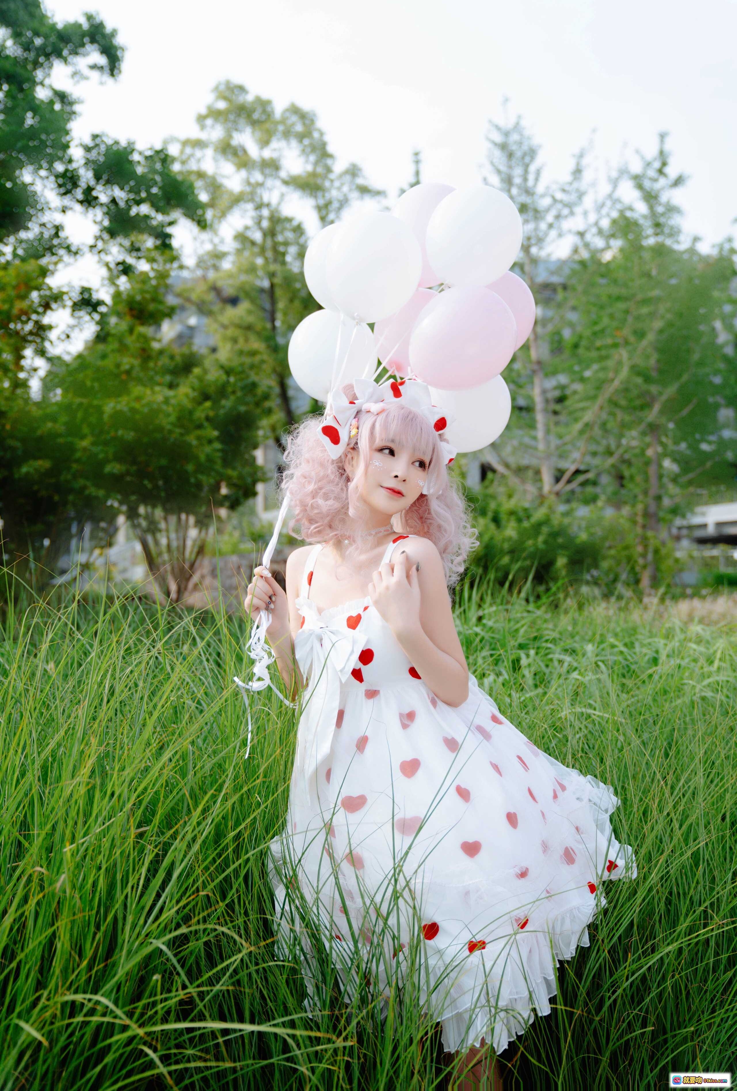 图片[10] - 叉子宝宝NO.009夏日写真｜粉色气球少女心穿搭｜江边桥梁背景｜甜美洛丽塔风｜12P高清图集 - 就要吻