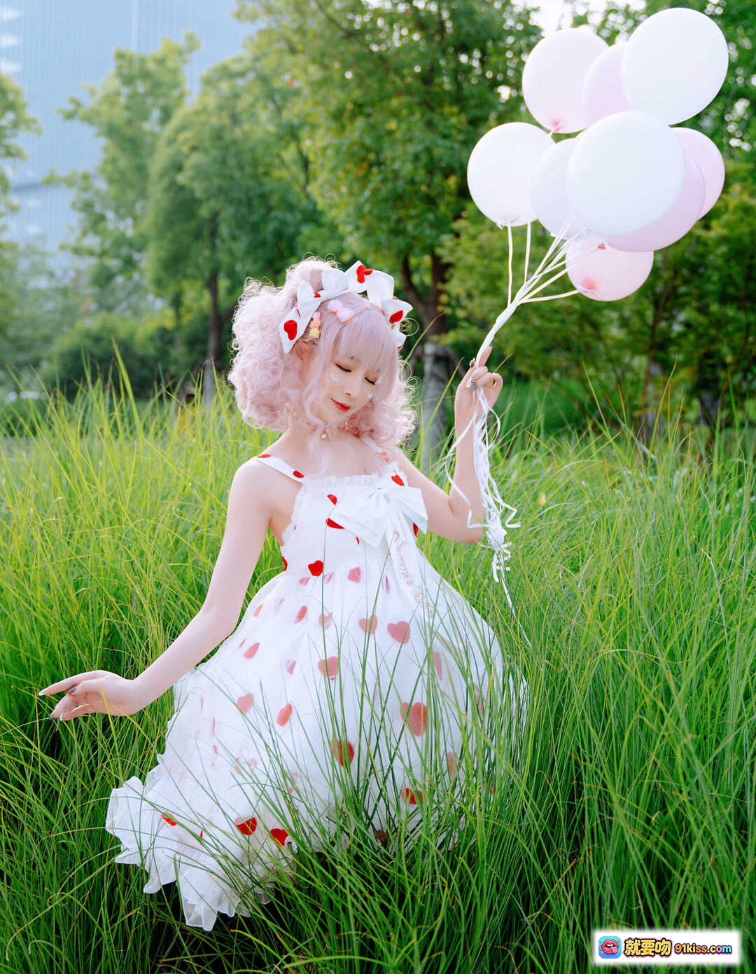 图片[6] - 叉子宝宝NO.009夏日写真｜粉色气球少女心穿搭｜江边桥梁背景｜甜美洛丽塔风｜12P高清图集 - 就要吻