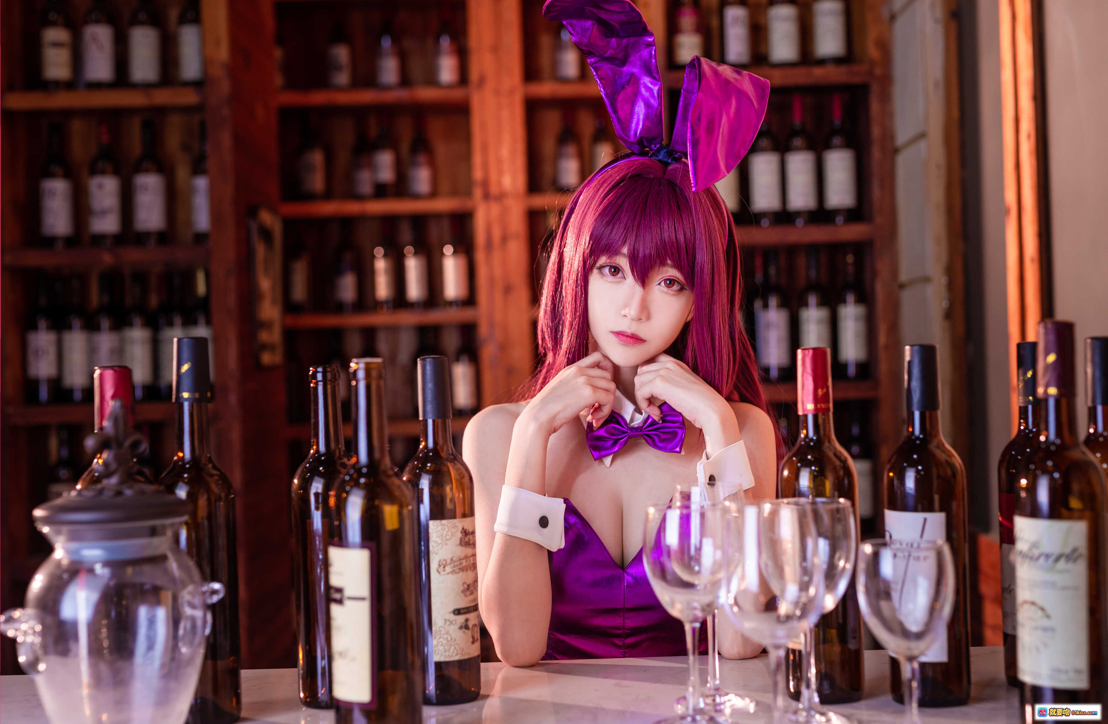 图片[9] - 青青子Js NO.007 Fate斯卡哈2紫色礼服cosplay写真 皇冠手套红酒杯优雅坐姿37P高清图集 - 就要吻