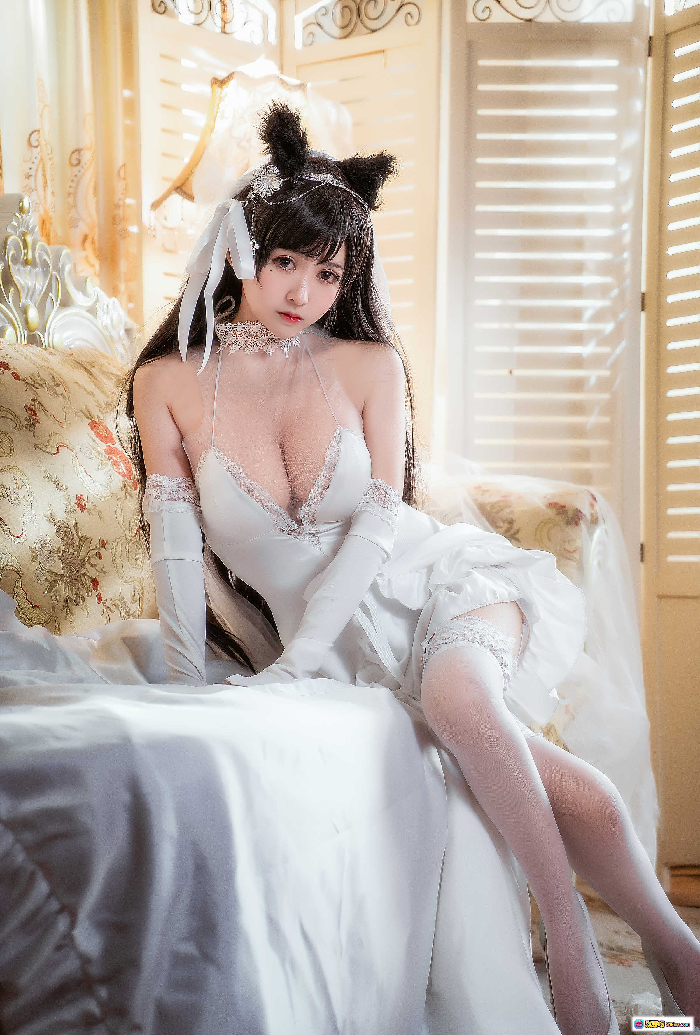 图片[3] - 鳗鱼霏儿NO.010碧蓝航线爱岩写真 优雅白裙蕾丝长袜宫廷沙发美腿性感私房摄影23P - 就要吻