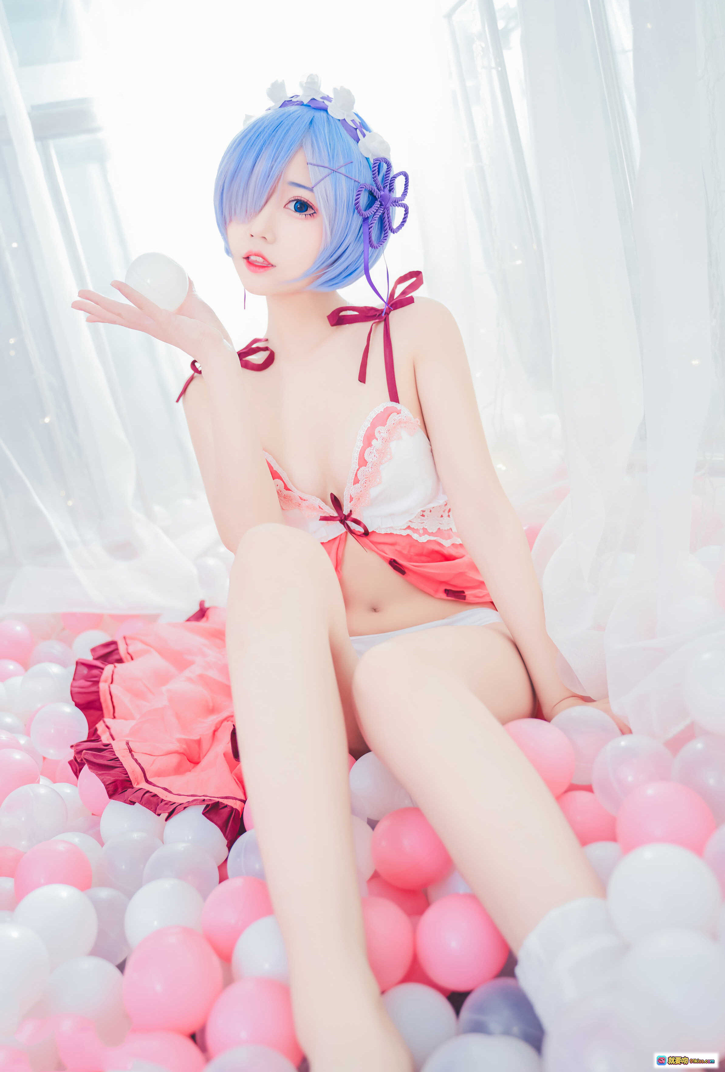 图片[9] - 猫君君_MaoJun NO.001 粉嫩雷姆Cosplay写真 40P高清美图 蓝发少女透明吊椅蕾丝睡衣萌系私房照 - 就要吻