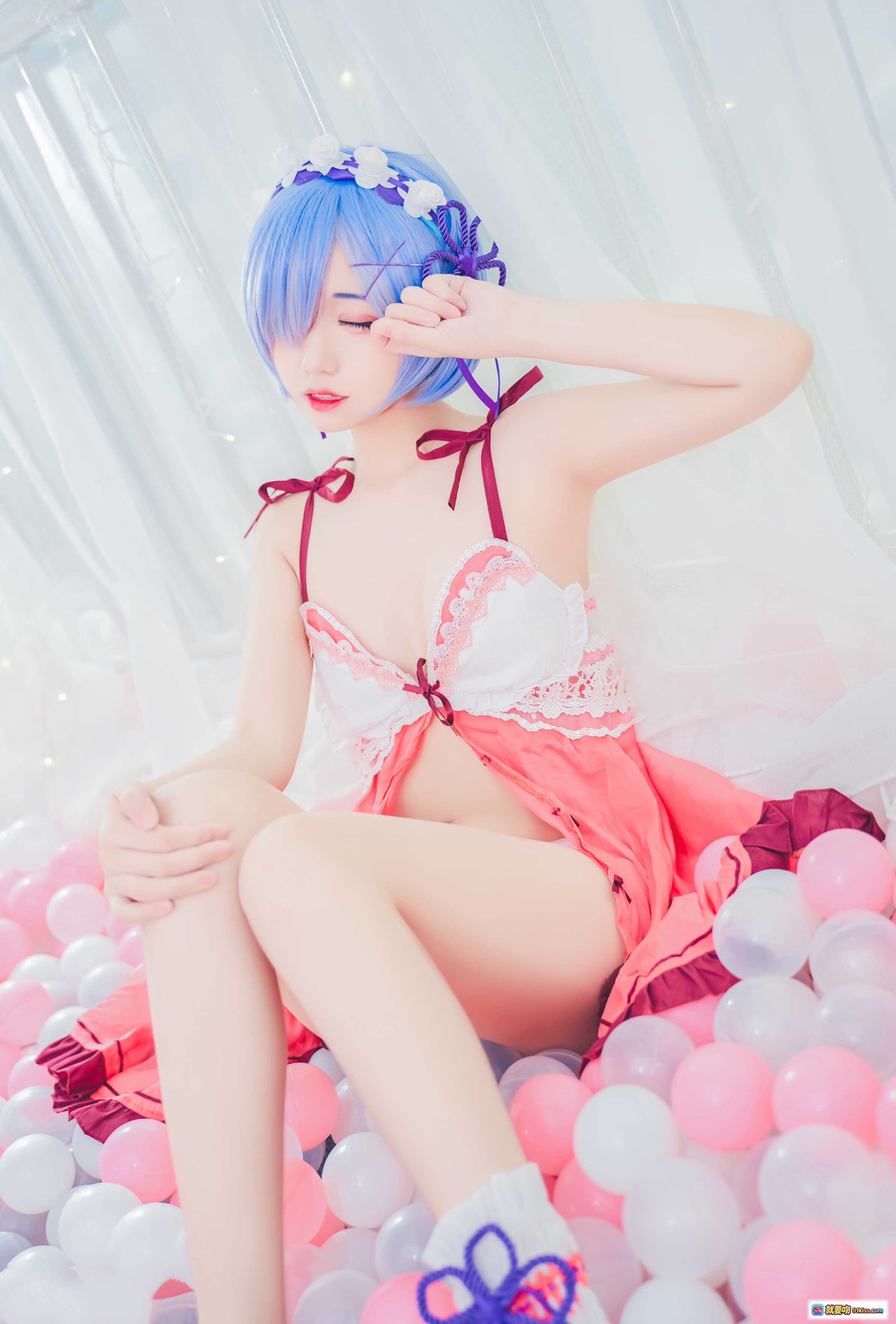 图片[7] - 猫君君_MaoJun NO.001 粉嫩雷姆Cosplay写真 40P高清美图 蓝发少女透明吊椅蕾丝睡衣萌系私房照 - 就要吻