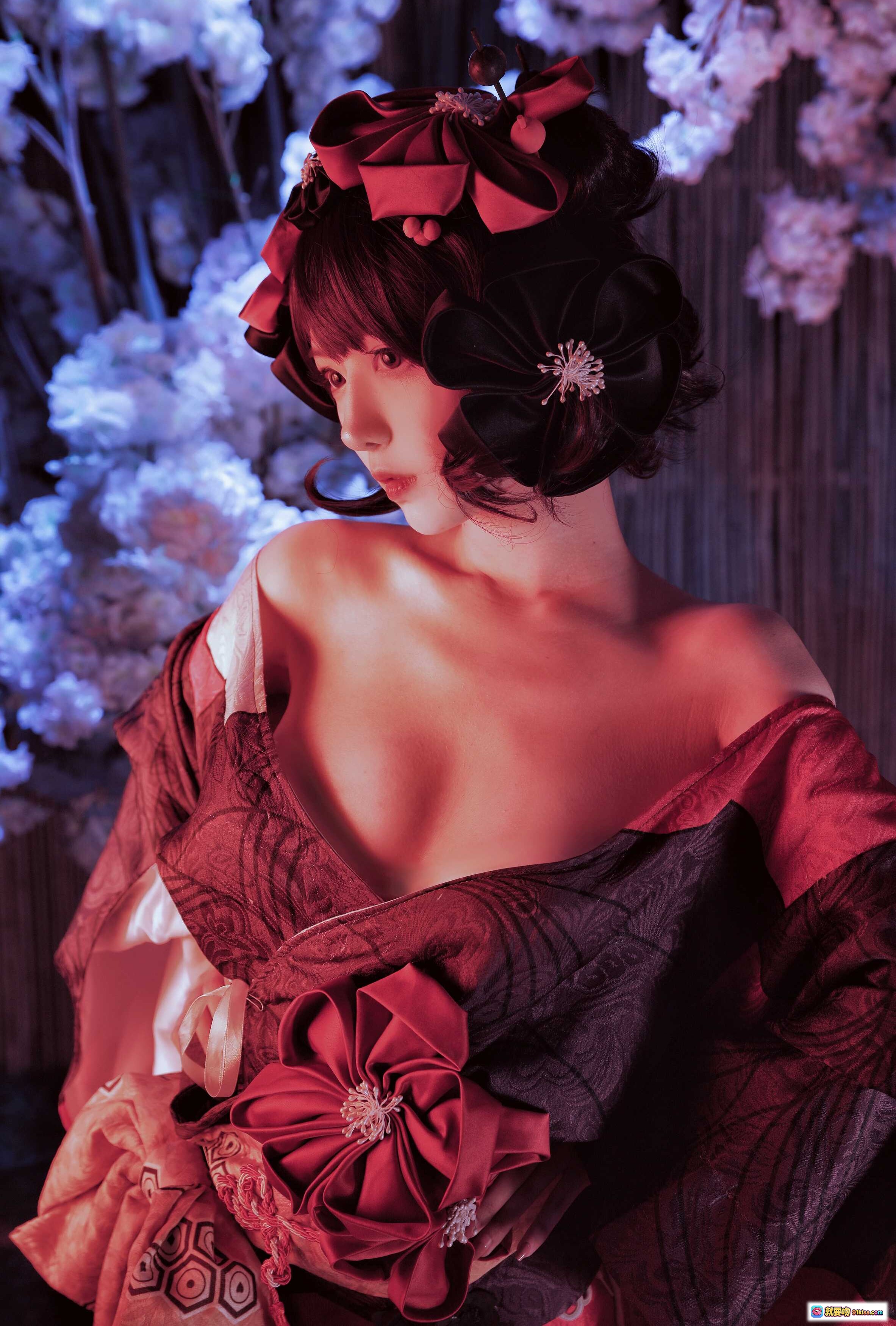 图片[3] - Shika小鹿鹿NO.046北斋和服写真｜樱花夜景红黑和风美少女｜日系摄影艺术图集 - 就要吻