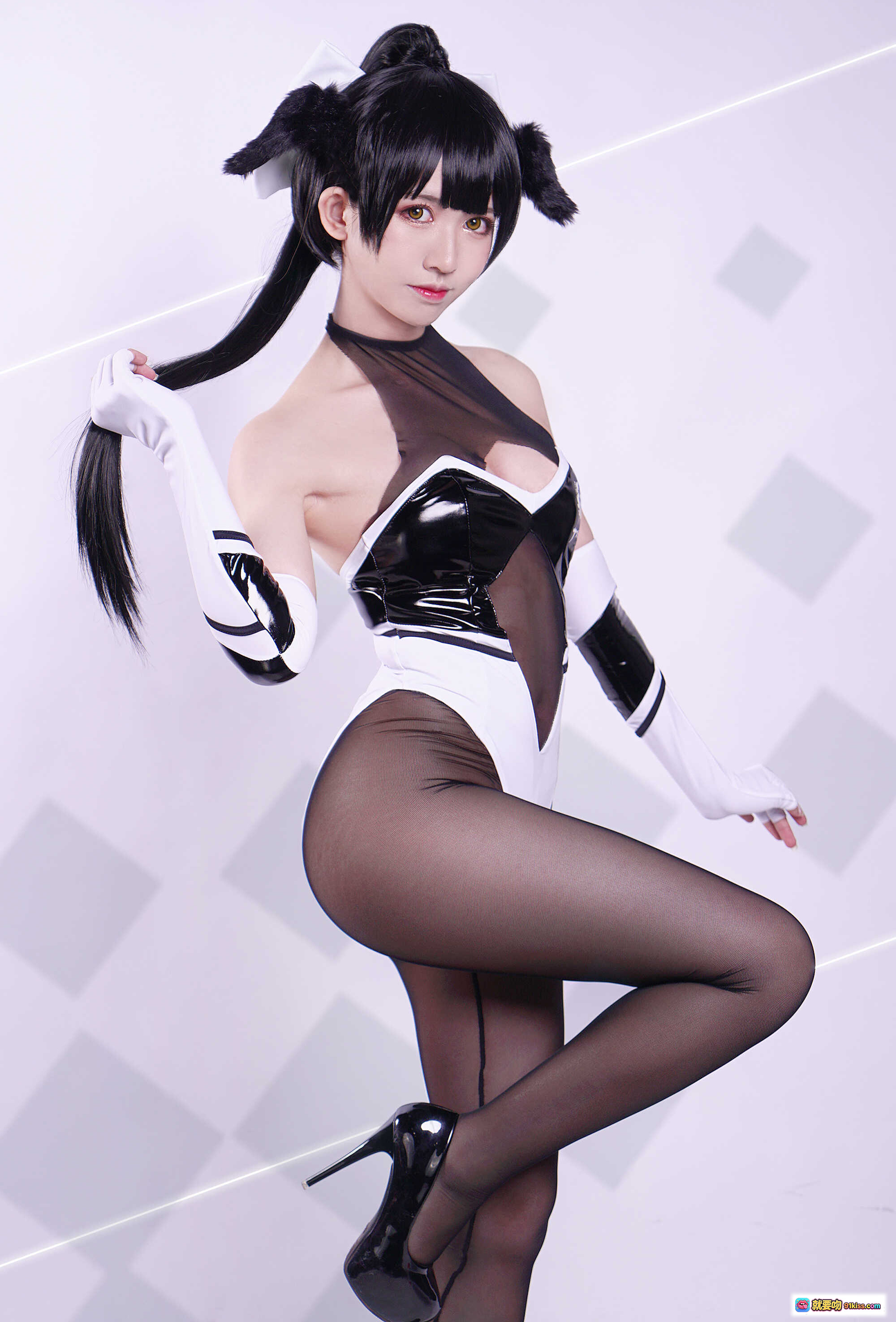 图片[3] - 鳗鱼霏儿NO.068赛车娘COS写真·黑猫耳白衬衫性感比基尼24P高清图集 - 就要吻