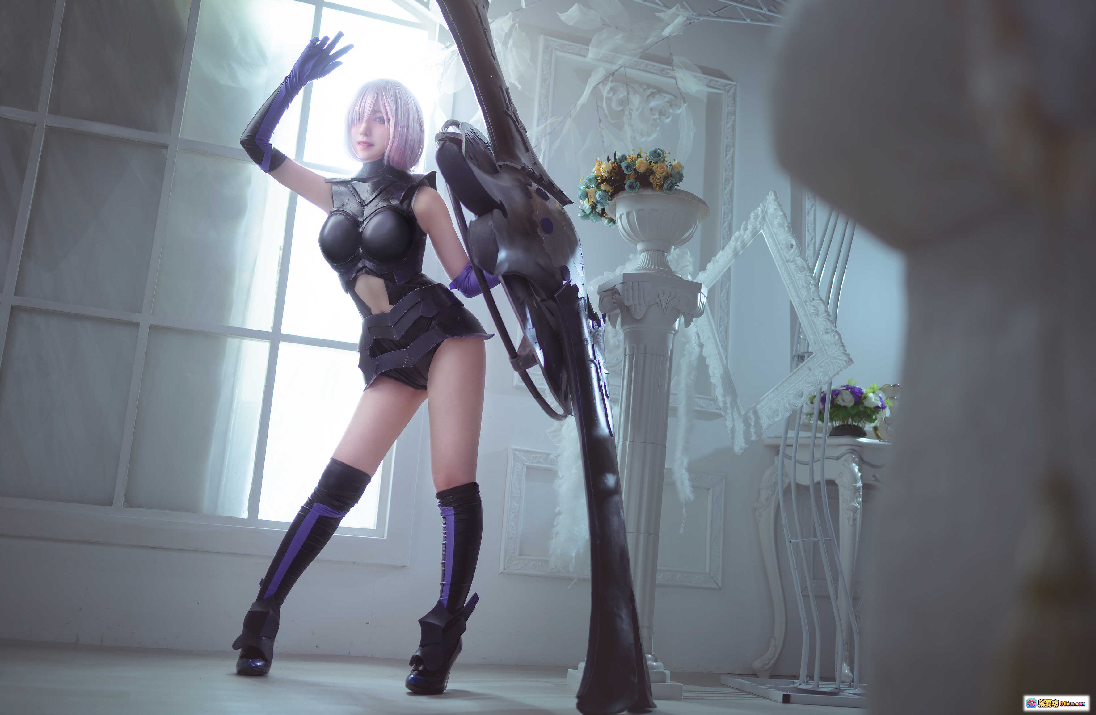 图片[8] - Shika小鹿鹿NO.015玛修cosplay紫发眼镜少女街拍喝咖啡写真33P高清图集 - 就要吻