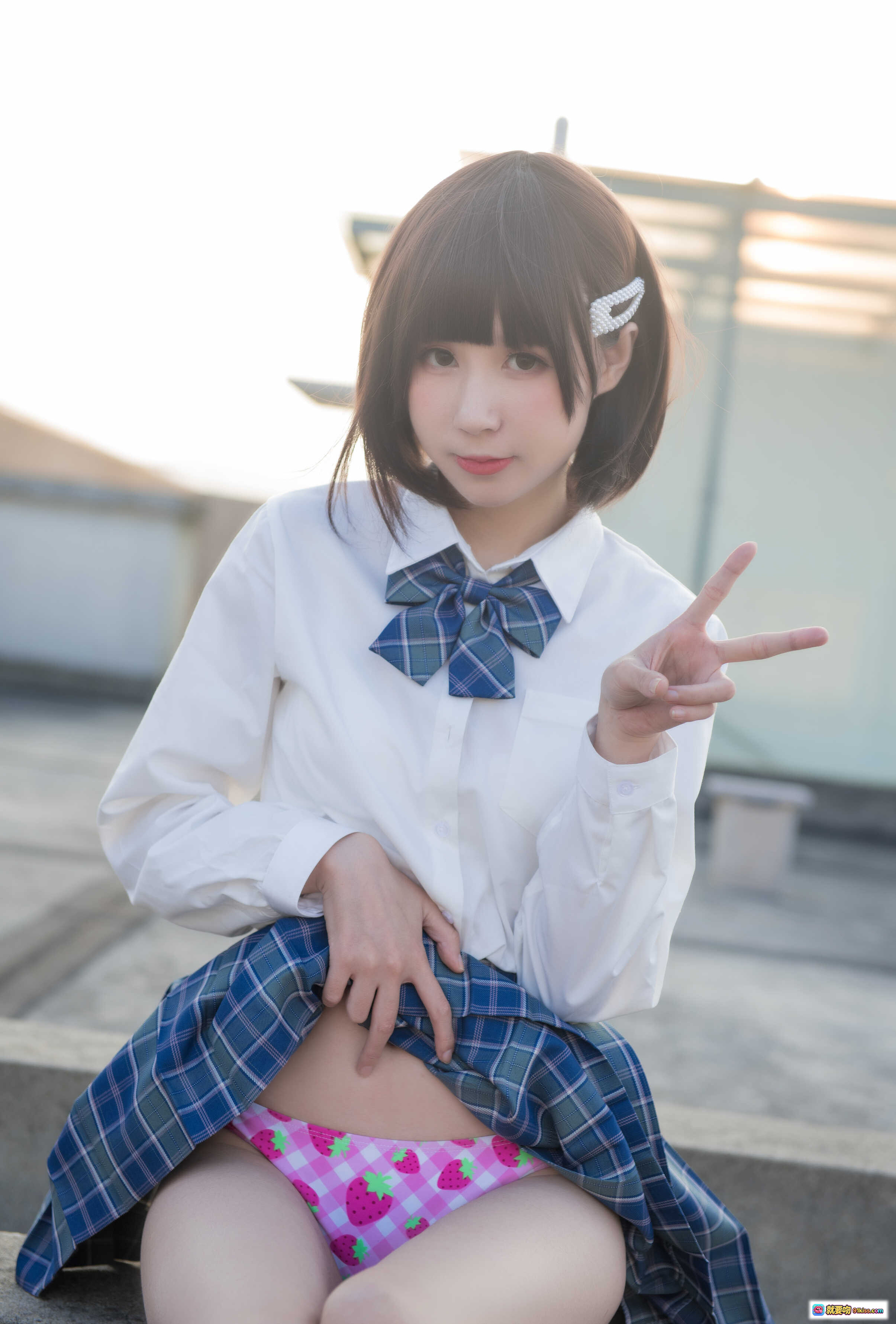 图片[6] - 西园寺南歌NO.001少女裙底写真22P高清图集蓝格裙黑丝美腿私密视角 - 就要吻