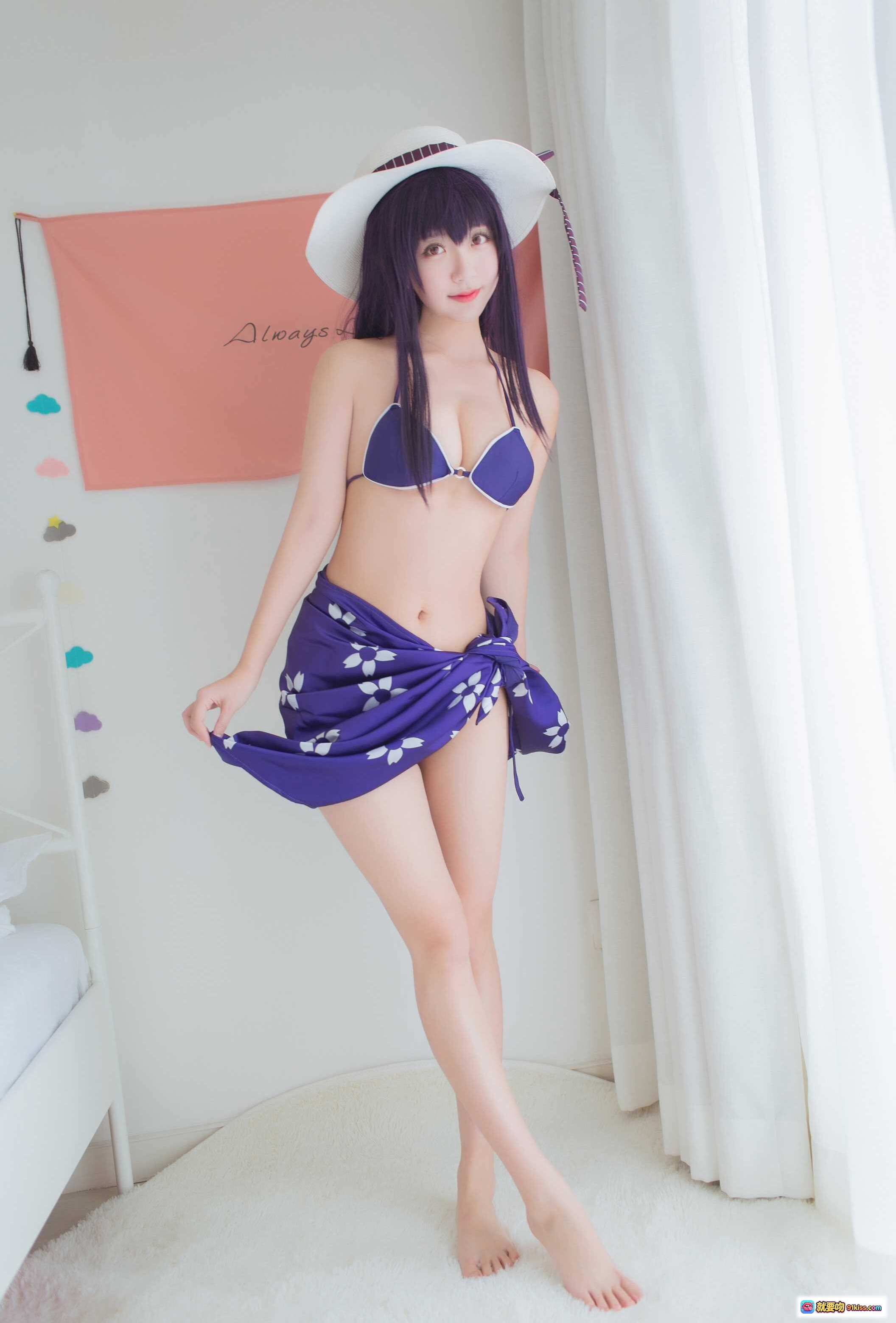 图片[6] - 黑川NO.016霞之丘诗羽cos写真｜紫发白裙吊椅少女｜日系动漫角色扮演｜室内清新风摄影｜41P高清图集 - 就要吻