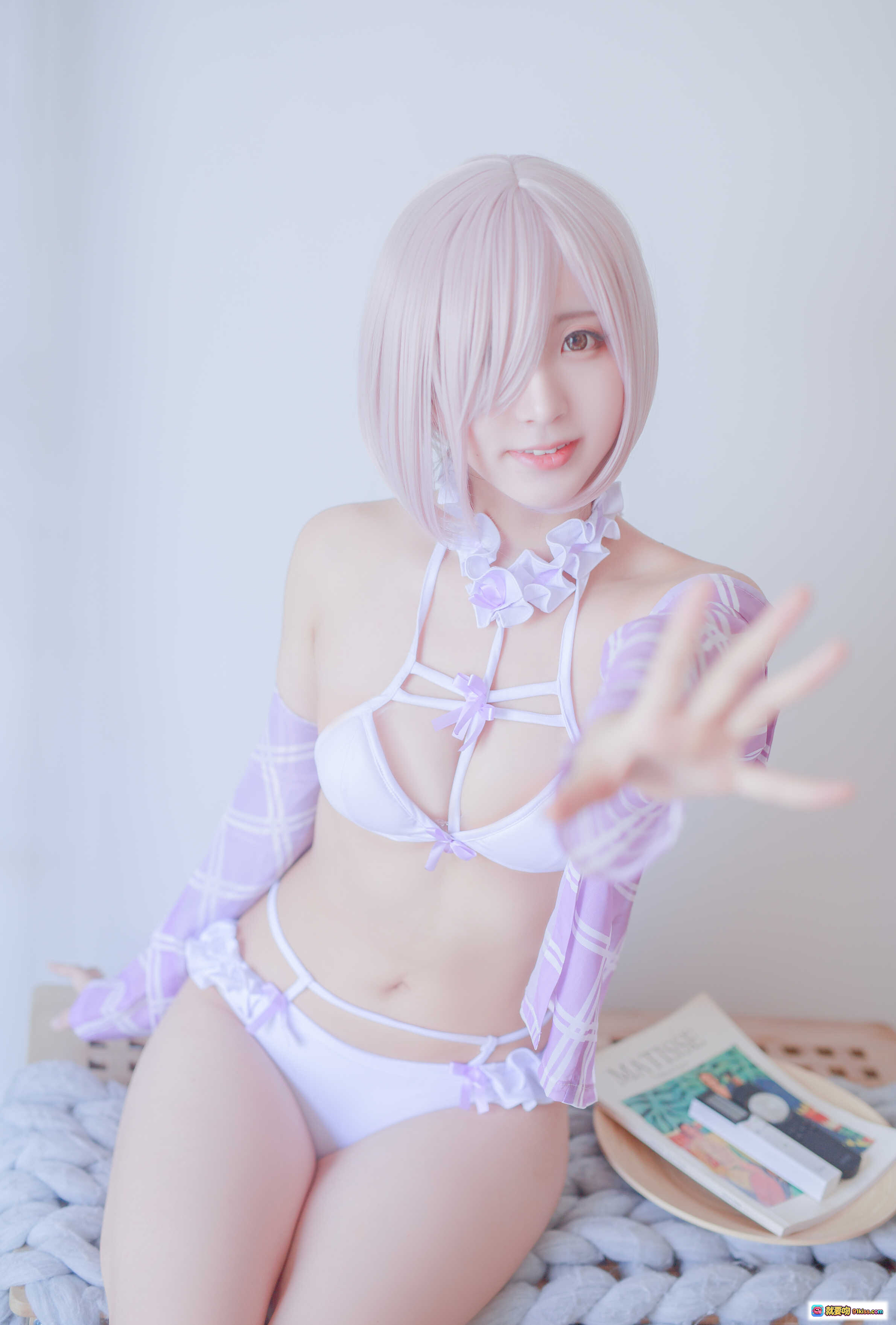 图片[9] - 黑川NO.050玛修内衣cos写真 39P高清图集 粉发少女居家私房 白紫格纹长袖搭配 性感甜美风 纯欲系美腿特写 - 就要吻