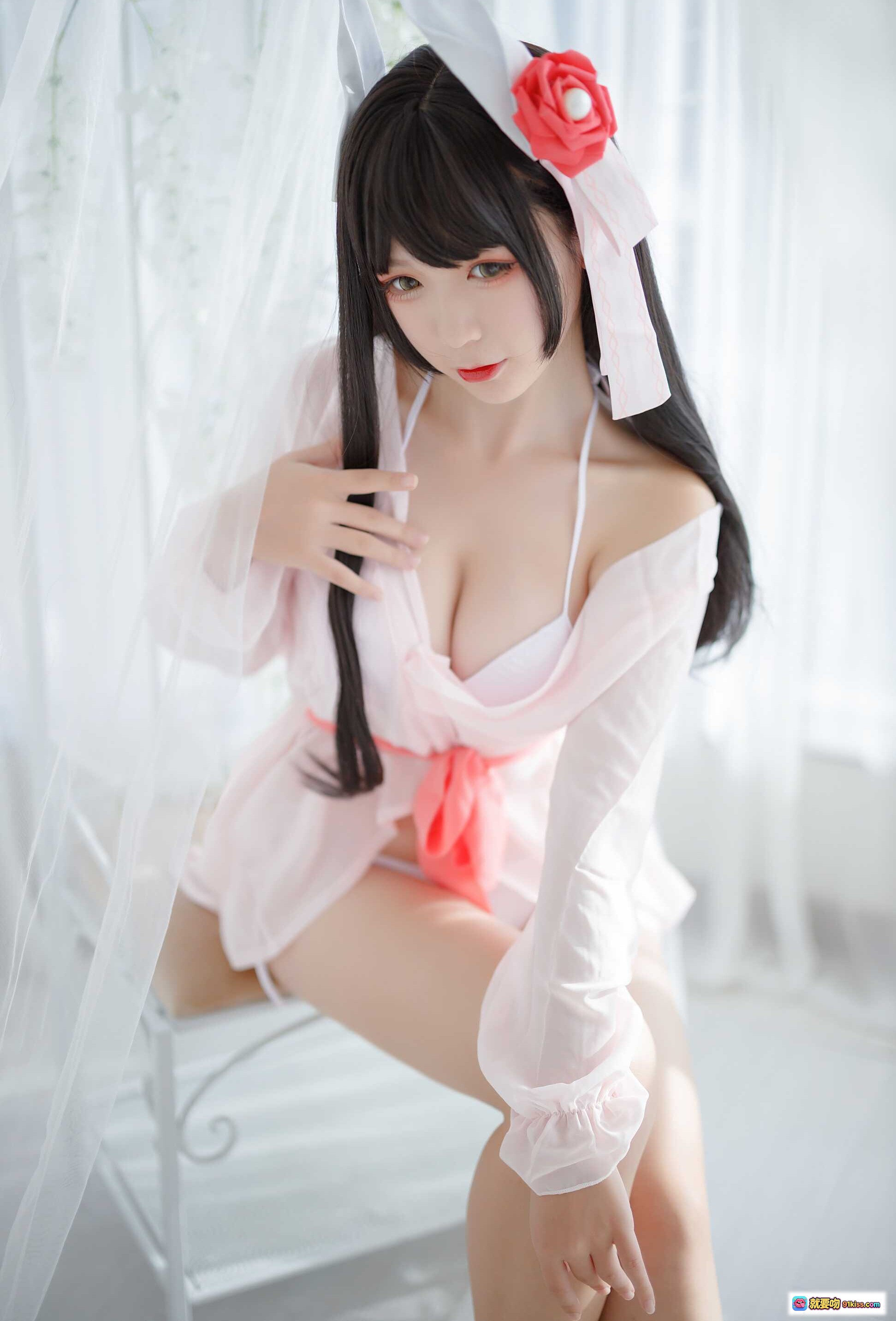 图片[4] - 樱落酱NO.008比叡睡衣写真｜粉色薄纱朦胧美腿私房照｜17P高清图集 - 就要吻