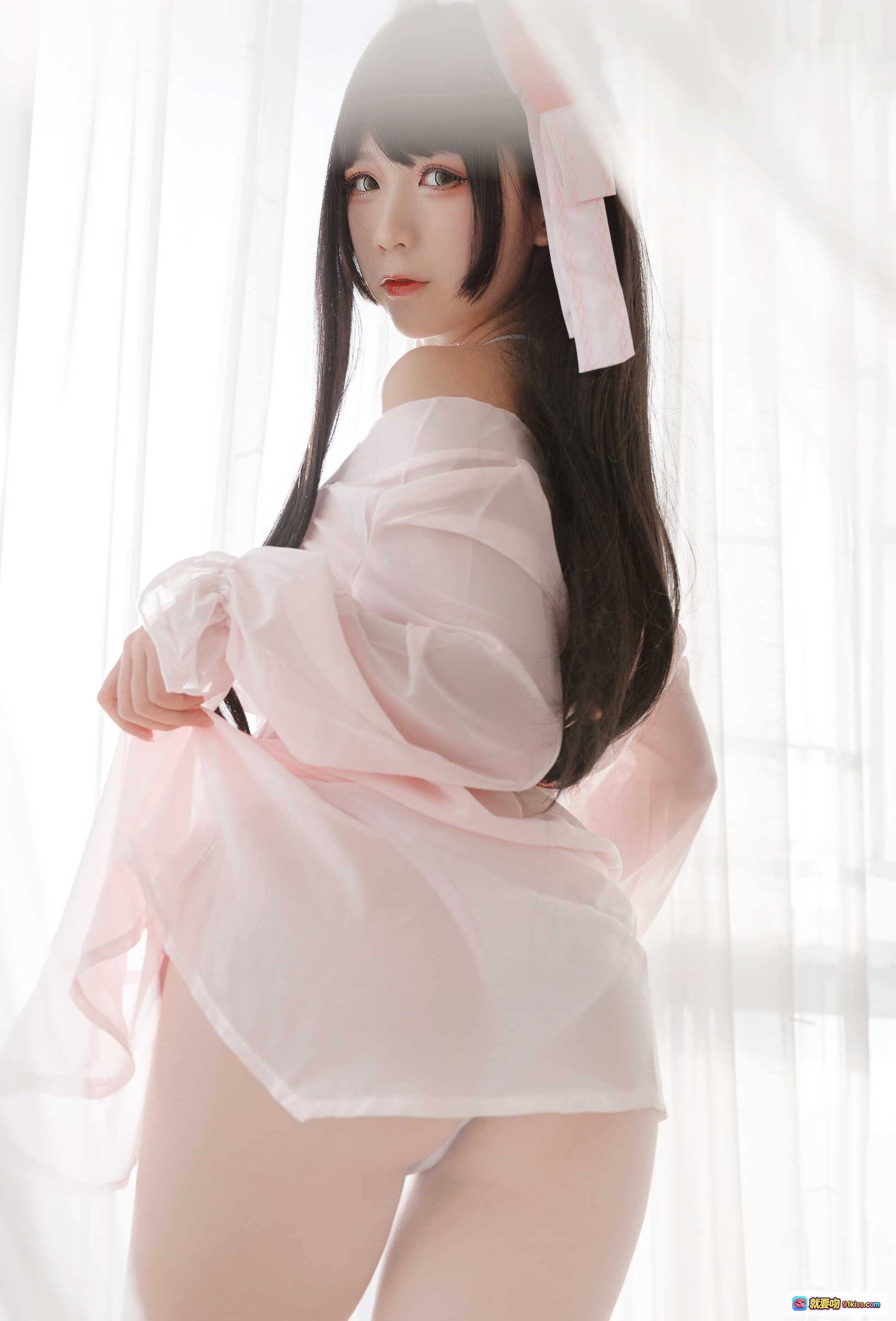 图片[5] - 樱落酱NO.008比叡睡衣写真｜粉色薄纱朦胧美腿私房照｜17P高清图集 - 就要吻