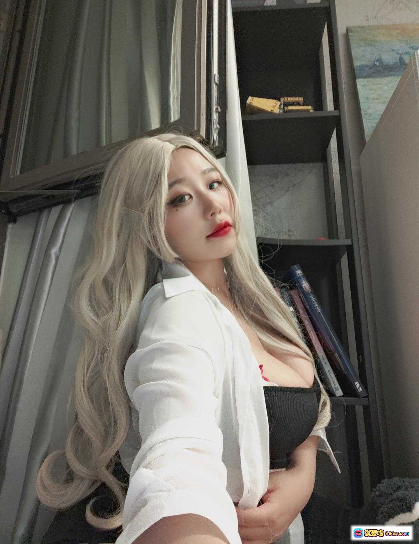 图片[10] - 穆零Mu0 NO.28 白衬衫自拍 银发红唇 性感写真 室内私房照 清新诱惑风 - 就要吻
