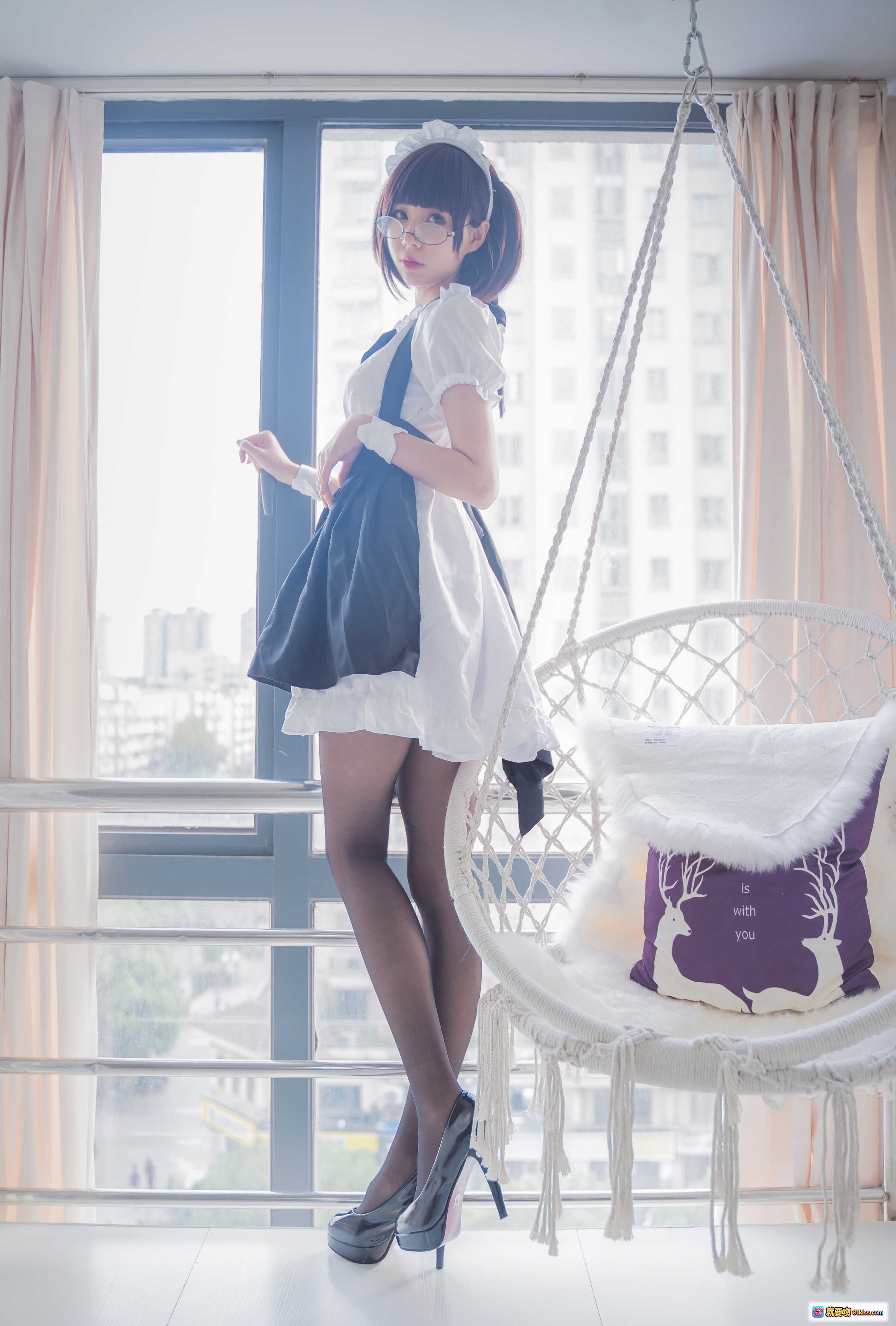 图片[9] - 西园寺南鸽NO.003黑袜美腿写真 45P高清私房照 白裙黑丝性感诱惑 室内柔光氛围感大片 - 就要吻