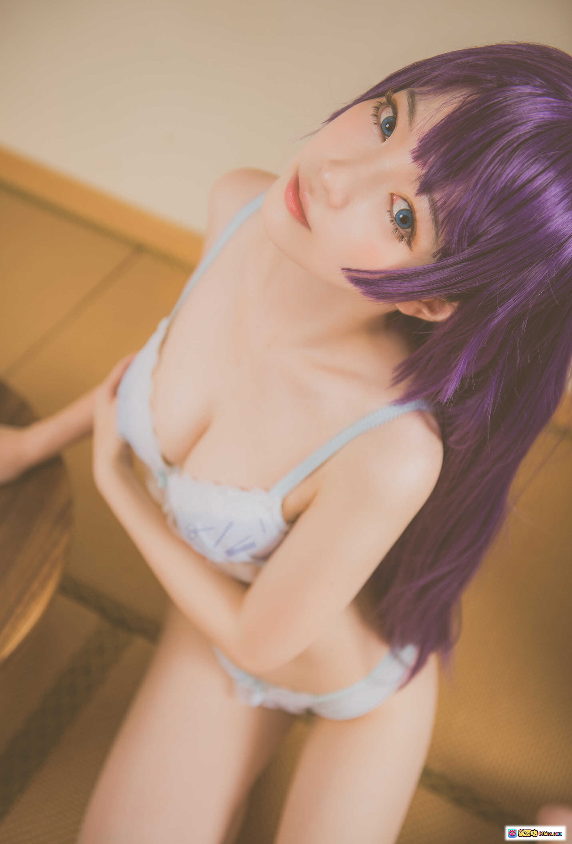 图片[4] - NO.024 妖少you1战场原黑仪紫发cos写真 白色蕾丝内衣日系和风背景性感可爱少女风 - 就要吻