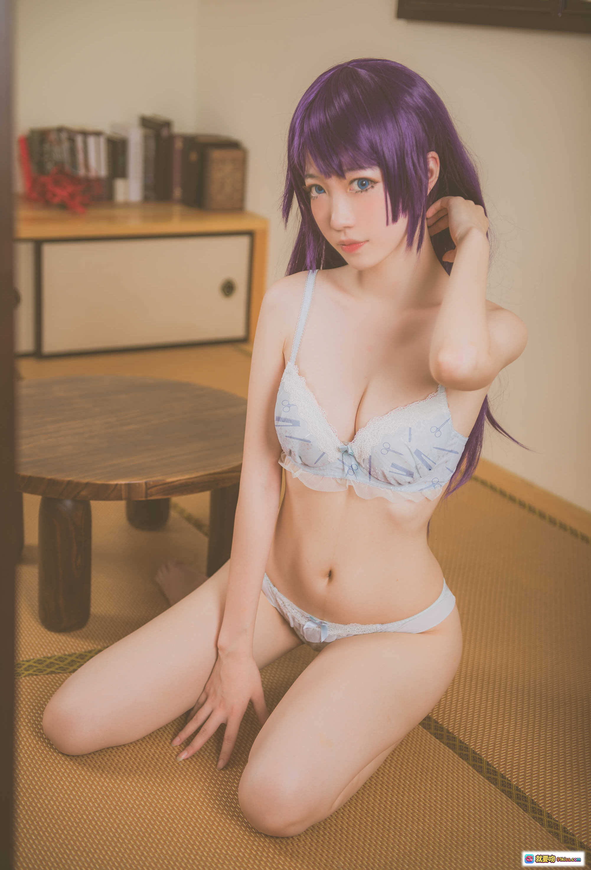 图片[10] - NO.024 妖少you1战场原黑仪紫发cos写真 白色蕾丝内衣日系和风背景性感可爱少女风 - 就要吻