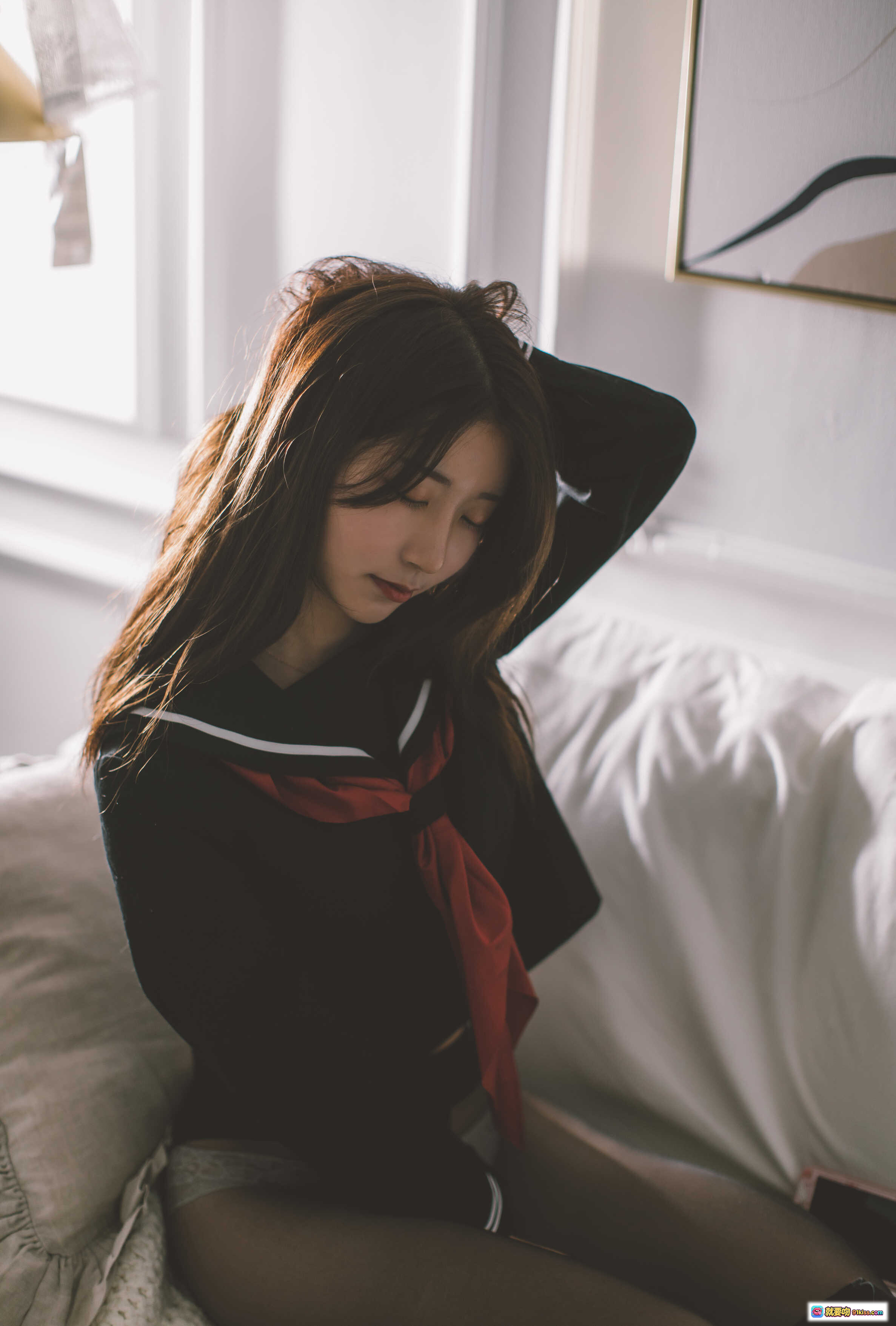 图片[4] - 黑川NO.025 JK制服少女写真 52P高清图集 黑丝美腿可爱抱枕居家风 甜酷日系风格 - 就要吻