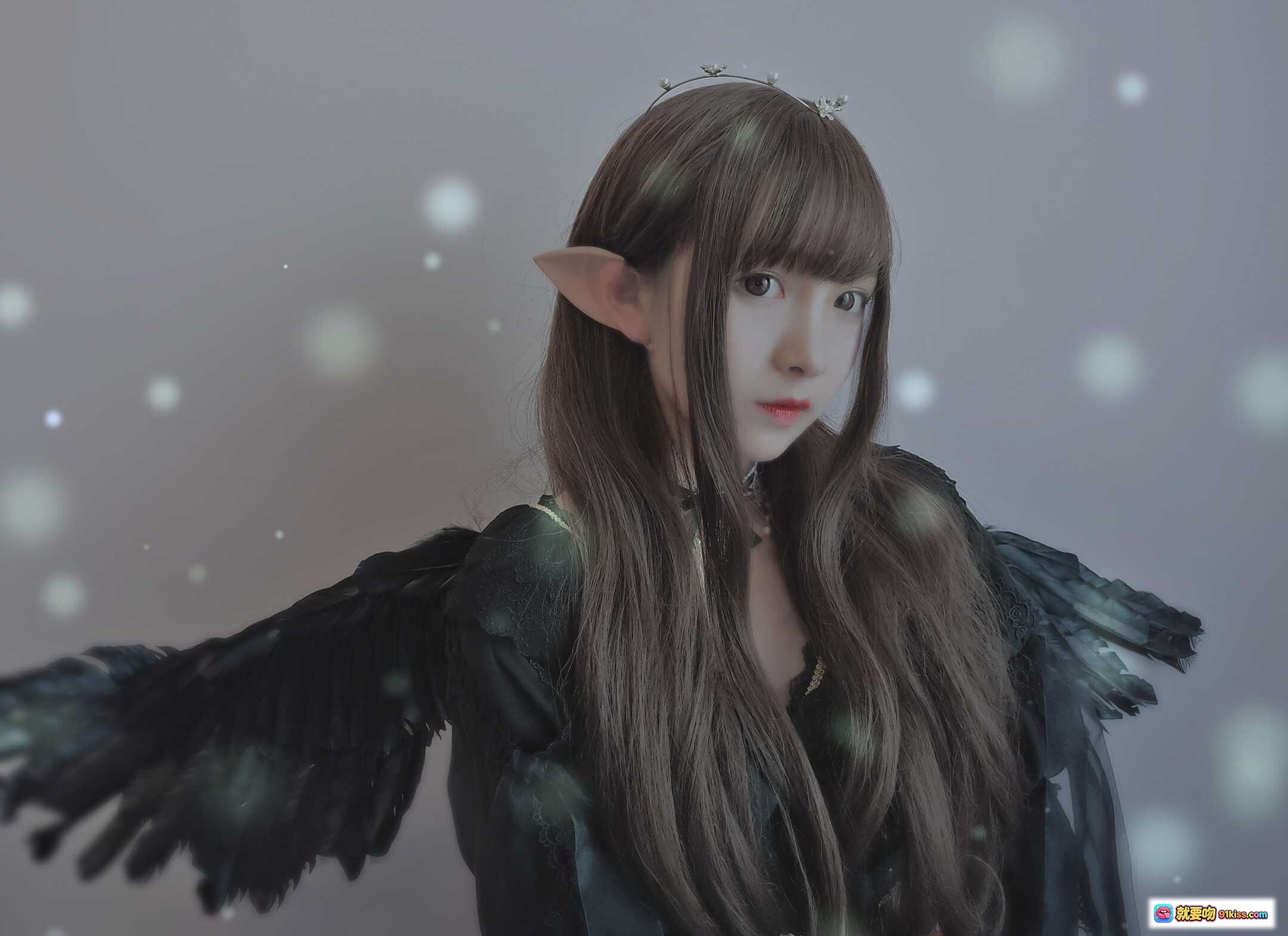 图片[1] - 古川NO.003阿尔克纳之梦精灵少女黑翼写真｜长发尖耳暗黑风唯美幻想cosplay摄影集 - 就要吻