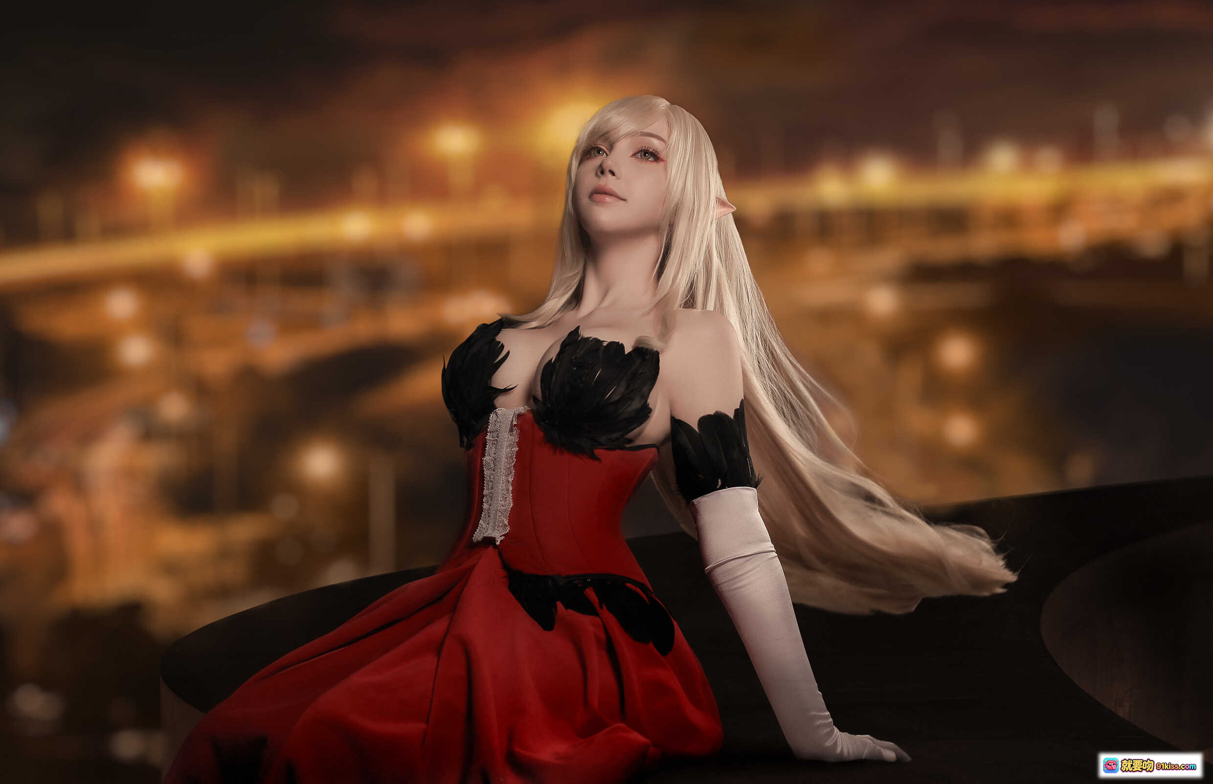 图片[3] - Sayathefox NO.009 忍野忍 Cosplay 精美写真 金发精灵耳 血迹妆容 黑红服饰 手持武士刀 暗黑风摄影 10P高清图集 - 就要吻