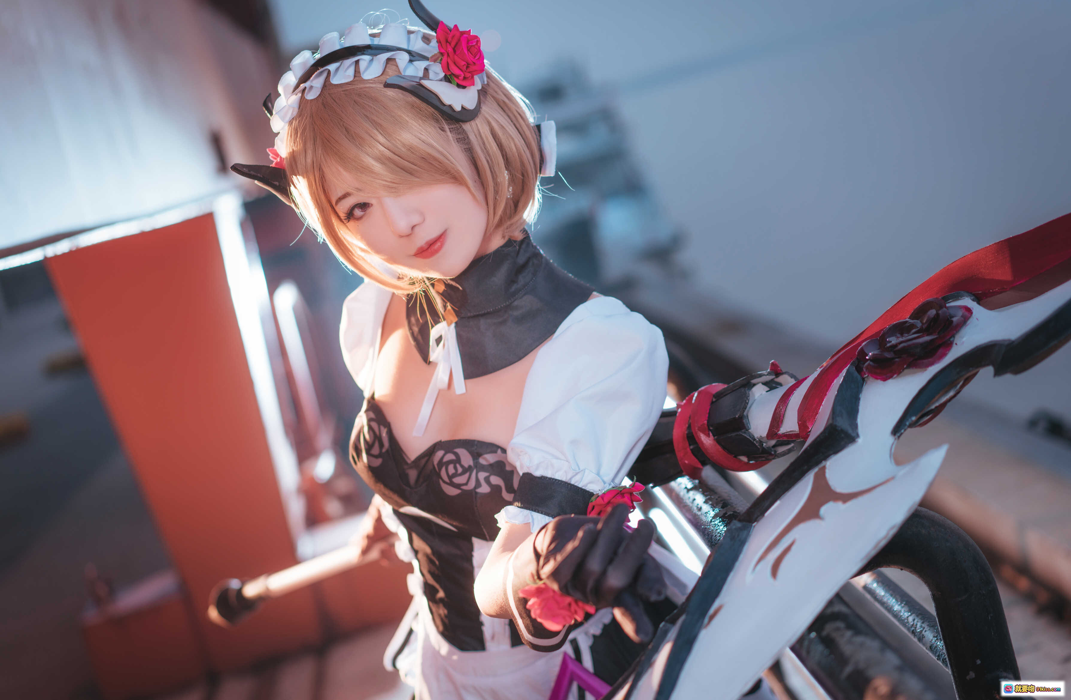图片[9] - 弥音音NO.013丽塔黯蔷薇2 Cosplay写真 | 精致女仆装+红玫瑰发饰+工业风场景 | 高清15P美图 - 就要吻