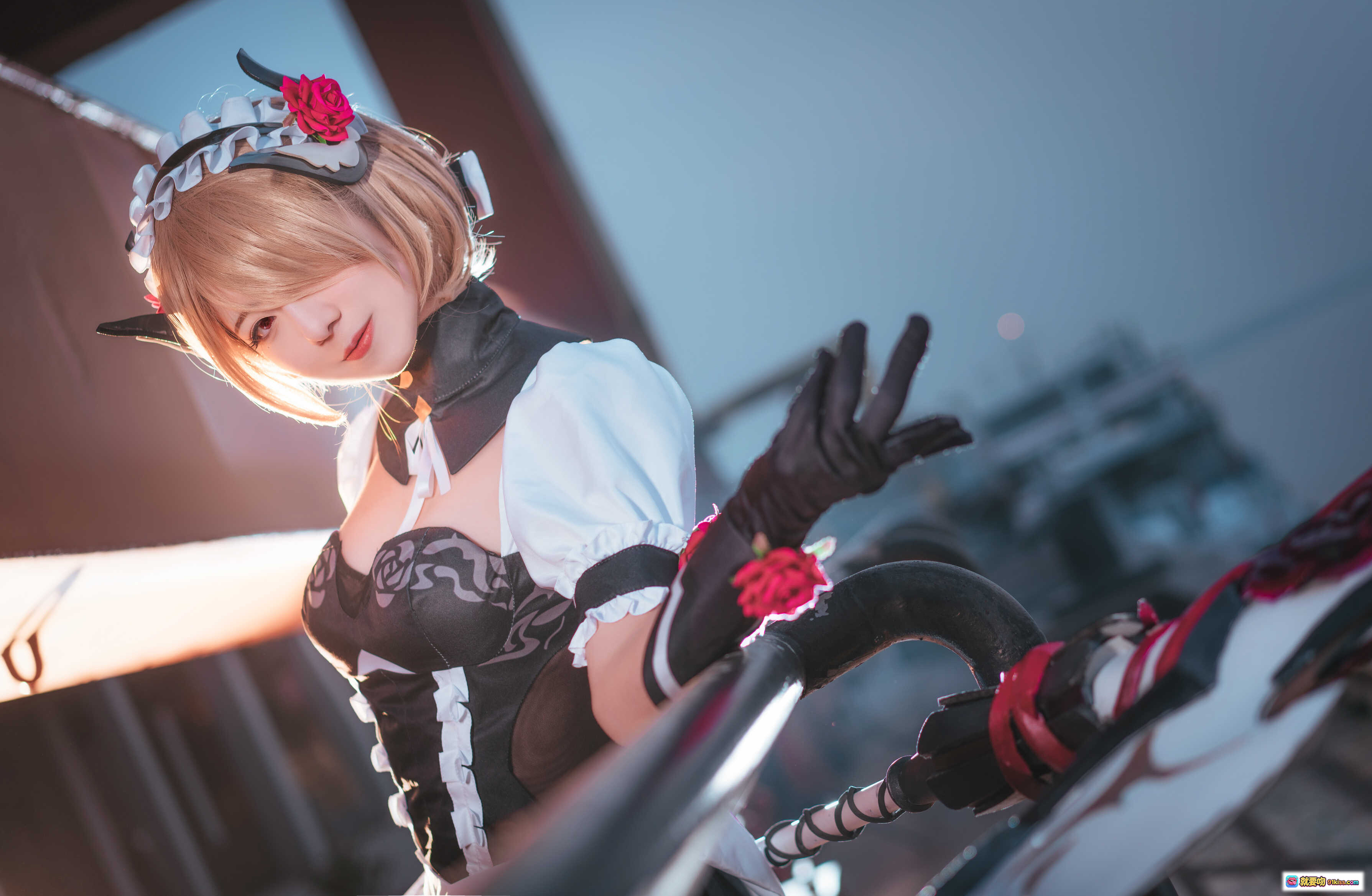 图片[4] - 弥音音NO.013丽塔黯蔷薇2 Cosplay写真 | 精致女仆装+红玫瑰发饰+工业风场景 | 高清15P美图 - 就要吻