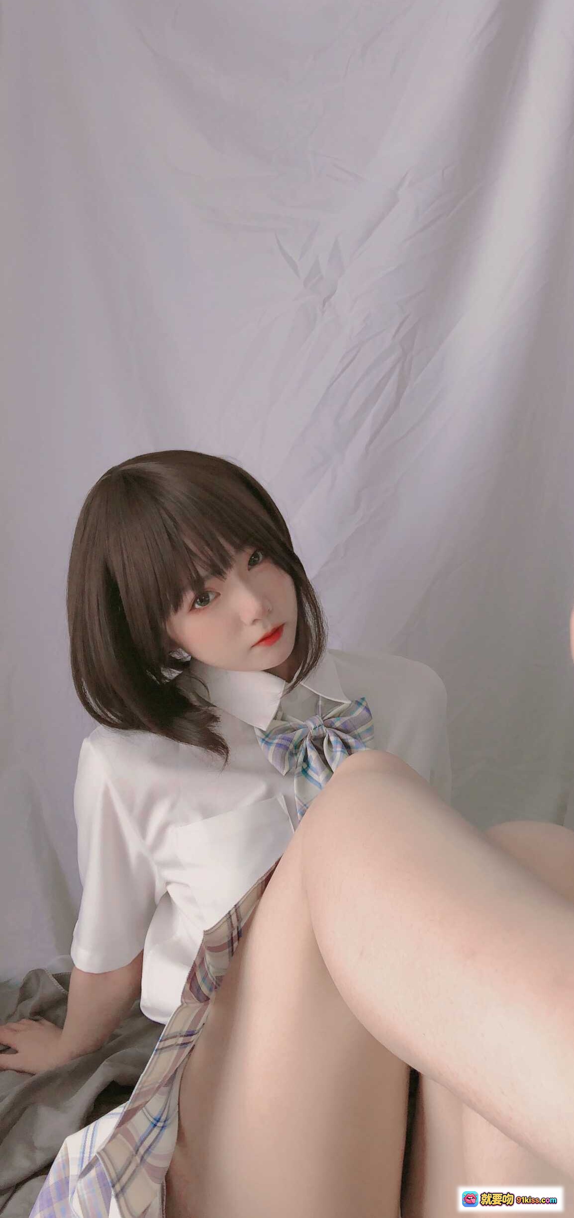 青水NO.012学妹JK自拍写真 33P高清少女风校园制服美腿私房照 - 就要吻