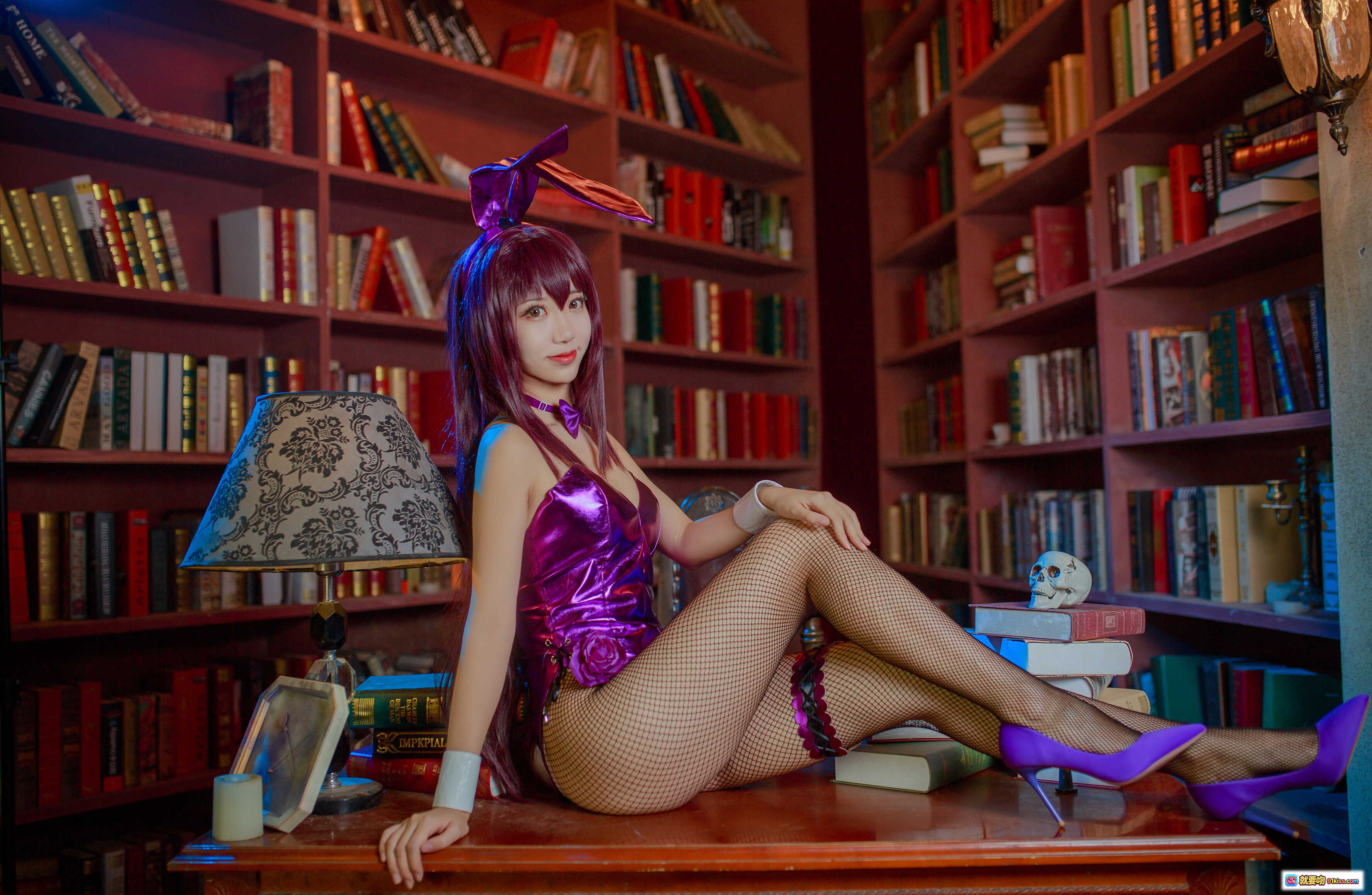 黑川NO.017斯卡哈cosplay紫兔女郎图书馆写真63P高清图集 - 就要吻