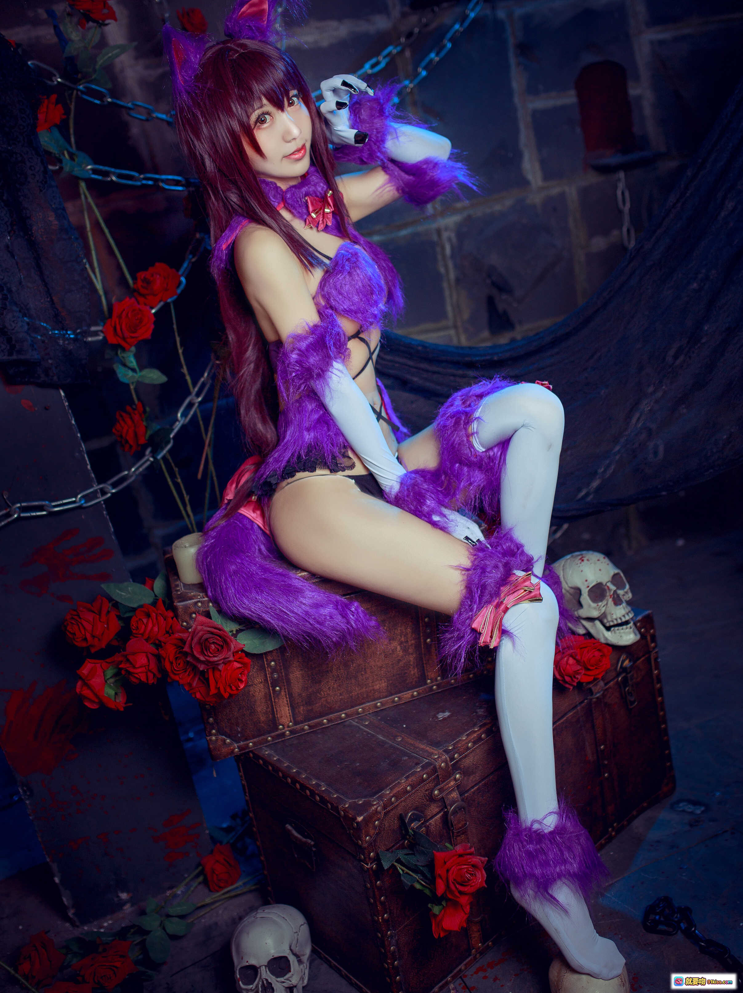 图片[7] - 黑川NO.017斯卡哈cosplay紫兔女郎图书馆写真63P高清图集 - 就要吻