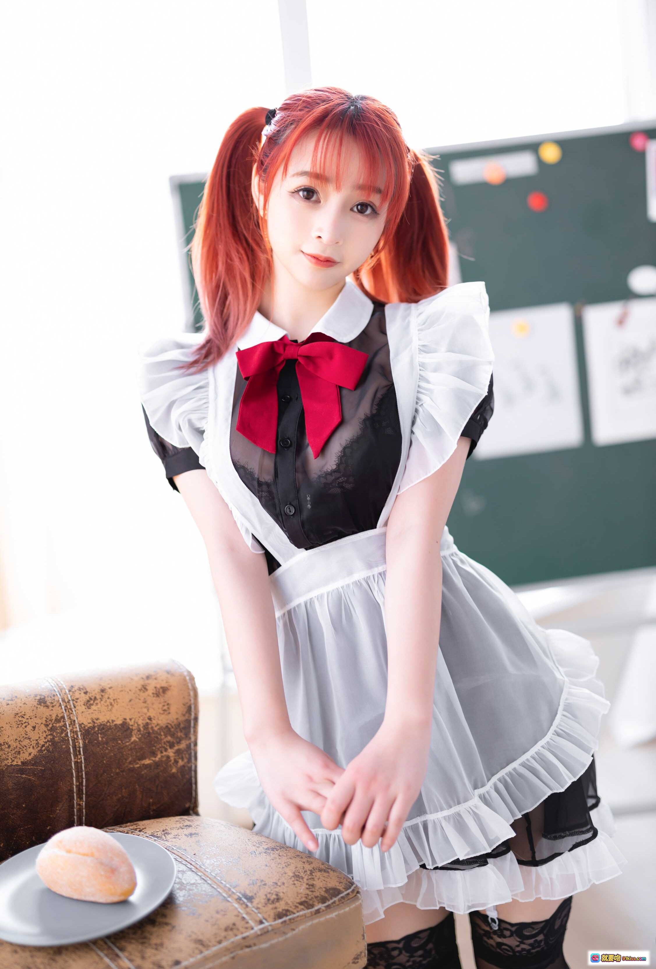 图片[4] - 叉子宝宝NO.002双马尾透明女仆装蕾丝吊袜黑丝美臀写真43P72MB - 就要吻