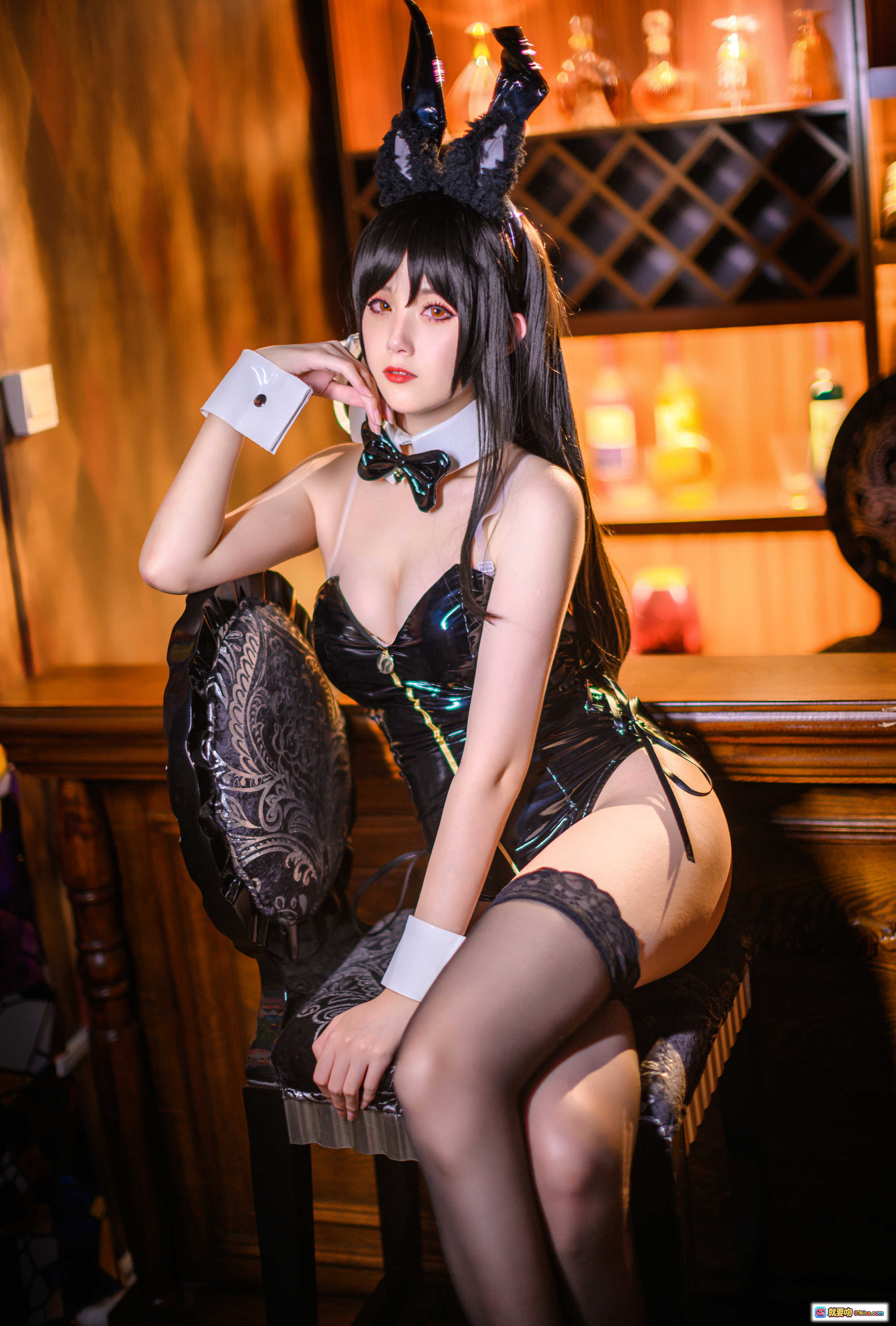 图片[7] - 秋楚楚爱宕正片写真｜黑丝高跟美腿诱惑｜皮质紧身衣性感造型｜酒吧氛围私房摄影NO.025 - 就要吻