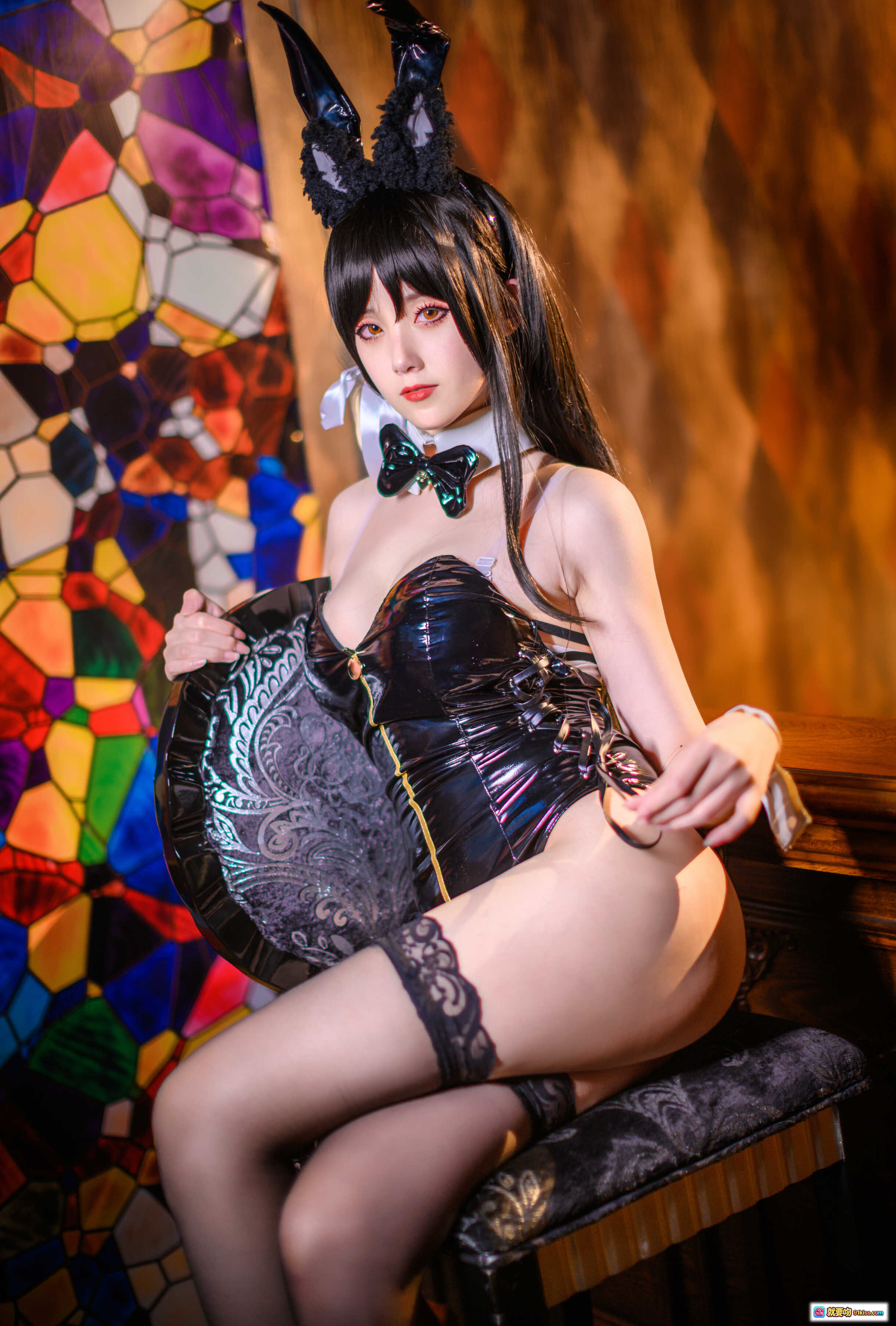 图片[6] - 秋楚楚爱宕正片写真｜黑丝高跟美腿诱惑｜皮质紧身衣性感造型｜酒吧氛围私房摄影NO.025 - 就要吻