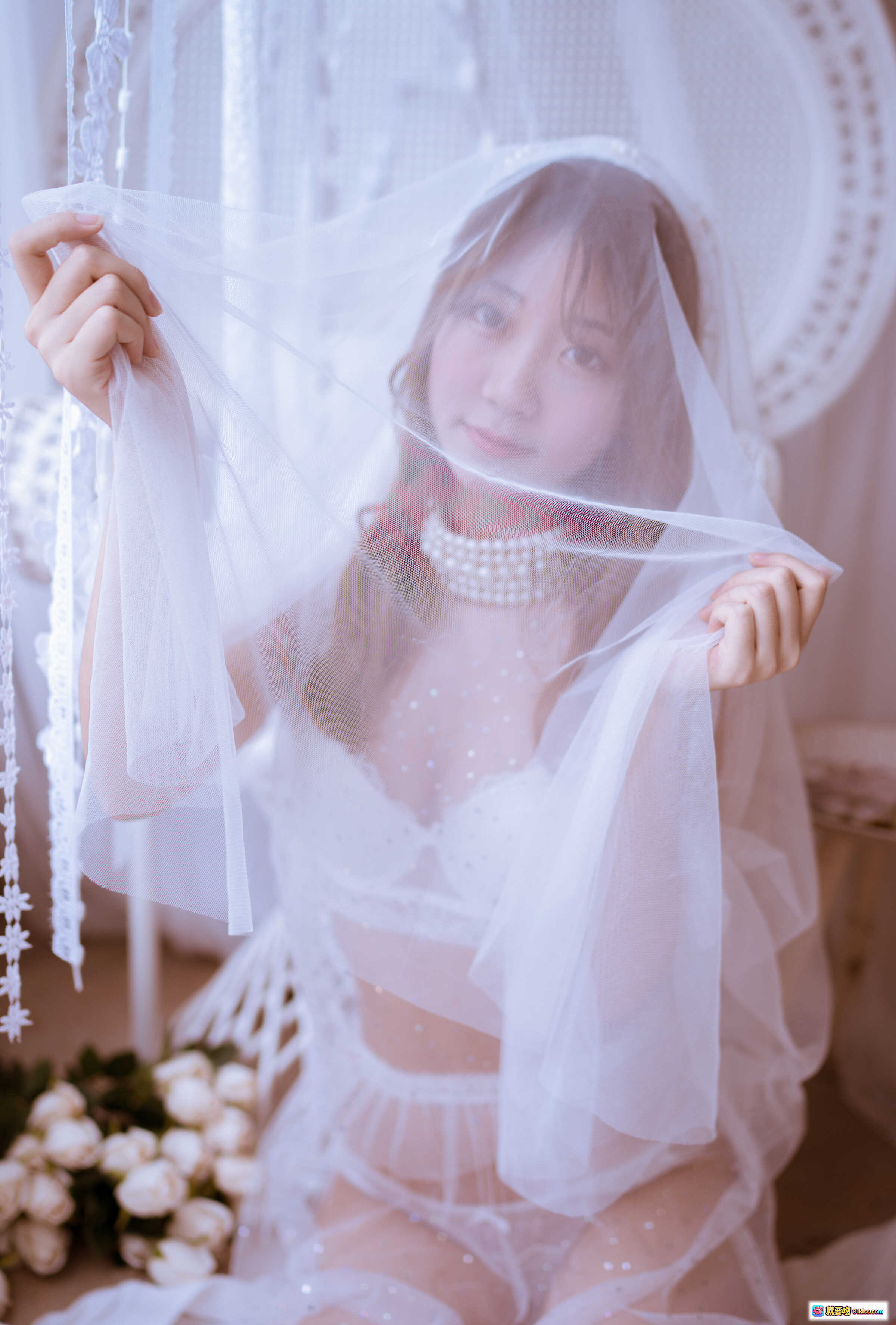 图片[4] - 黑川NO.027白色婚纱写真 27P319MB 珍珠颈链蕾丝薄纱新娘造型 清新甜美性感私房照 - 就要吻