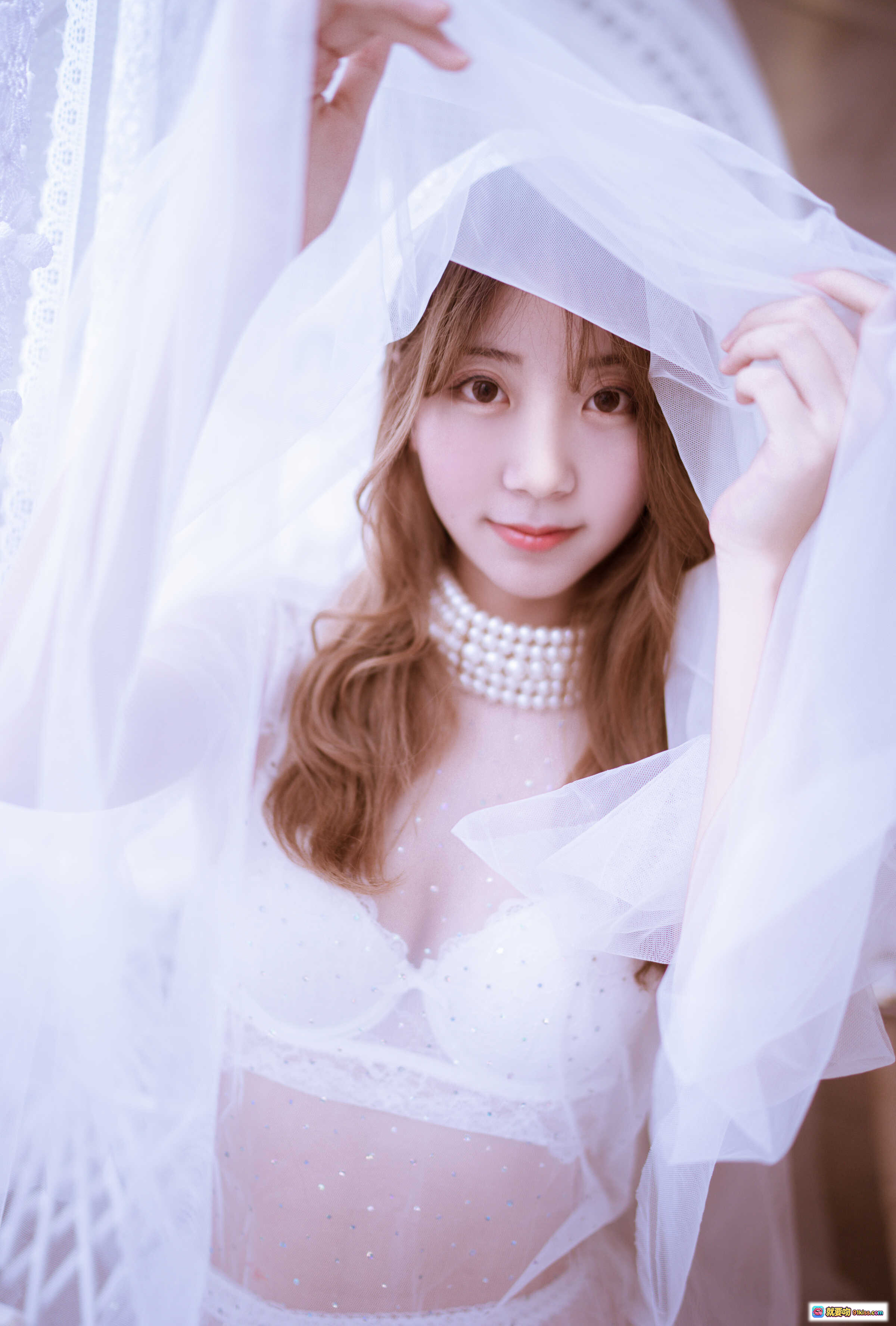 图片[1] - 黑川NO.027白色婚纱写真 27P319MB 珍珠颈链蕾丝薄纱新娘造型 清新甜美性感私房照 - 就要吻