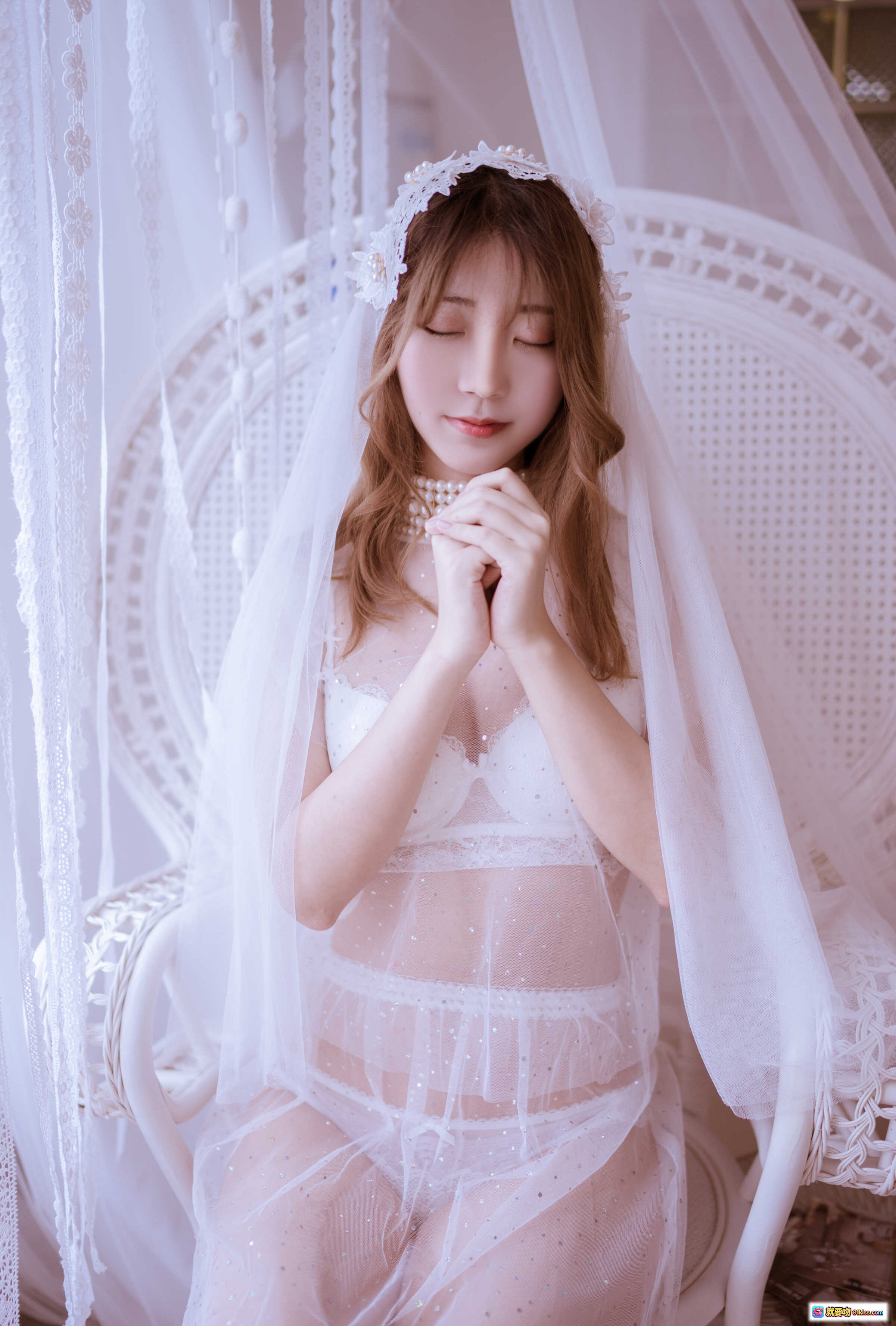 图片[3] - 黑川NO.027白色婚纱写真 27P319MB 珍珠颈链蕾丝薄纱新娘造型 清新甜美性感私房照 - 就要吻