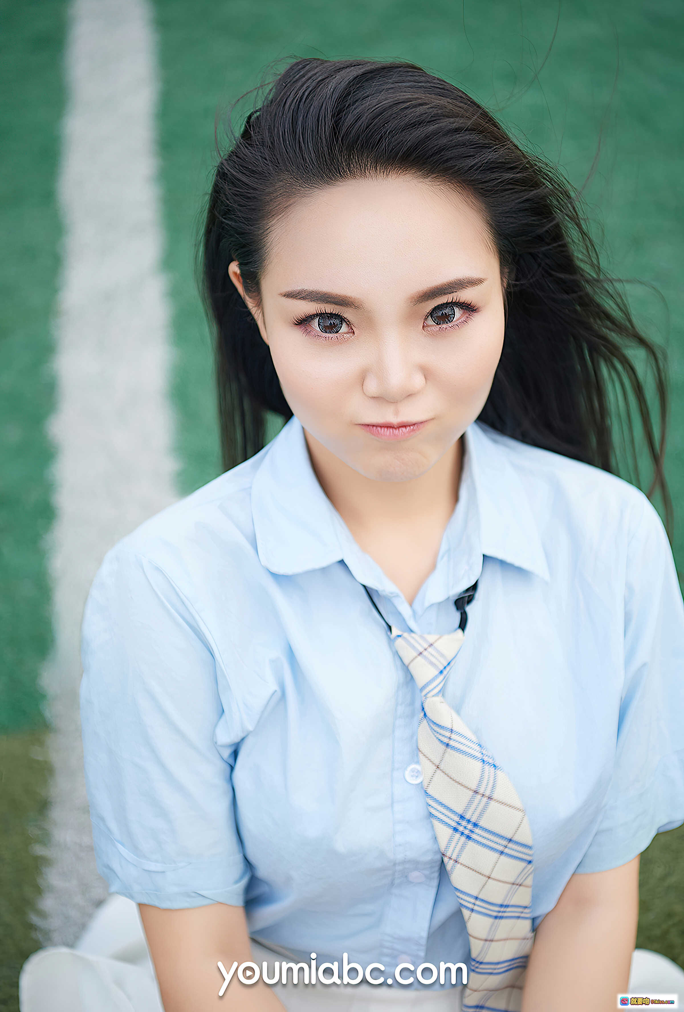 图片[5] - 初恋甜妹许文婷校园风写真｜浅蓝衬衫格子领带清新少女感｜YouMi尤蜜2020.08.18高清36P - 就要吻