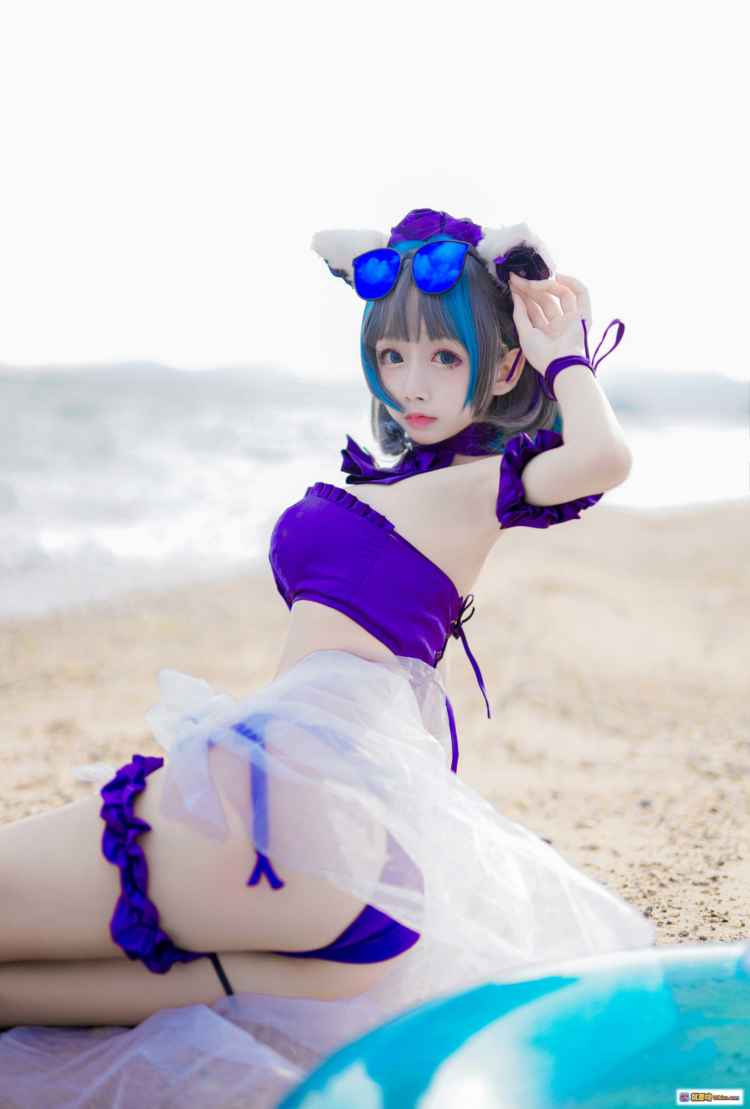 图片[5] - 日奈娇NO.025柴郡泳装写真 紫色比基尼沙滩美腿性感诱惑 41P高清图集 - 就要吻