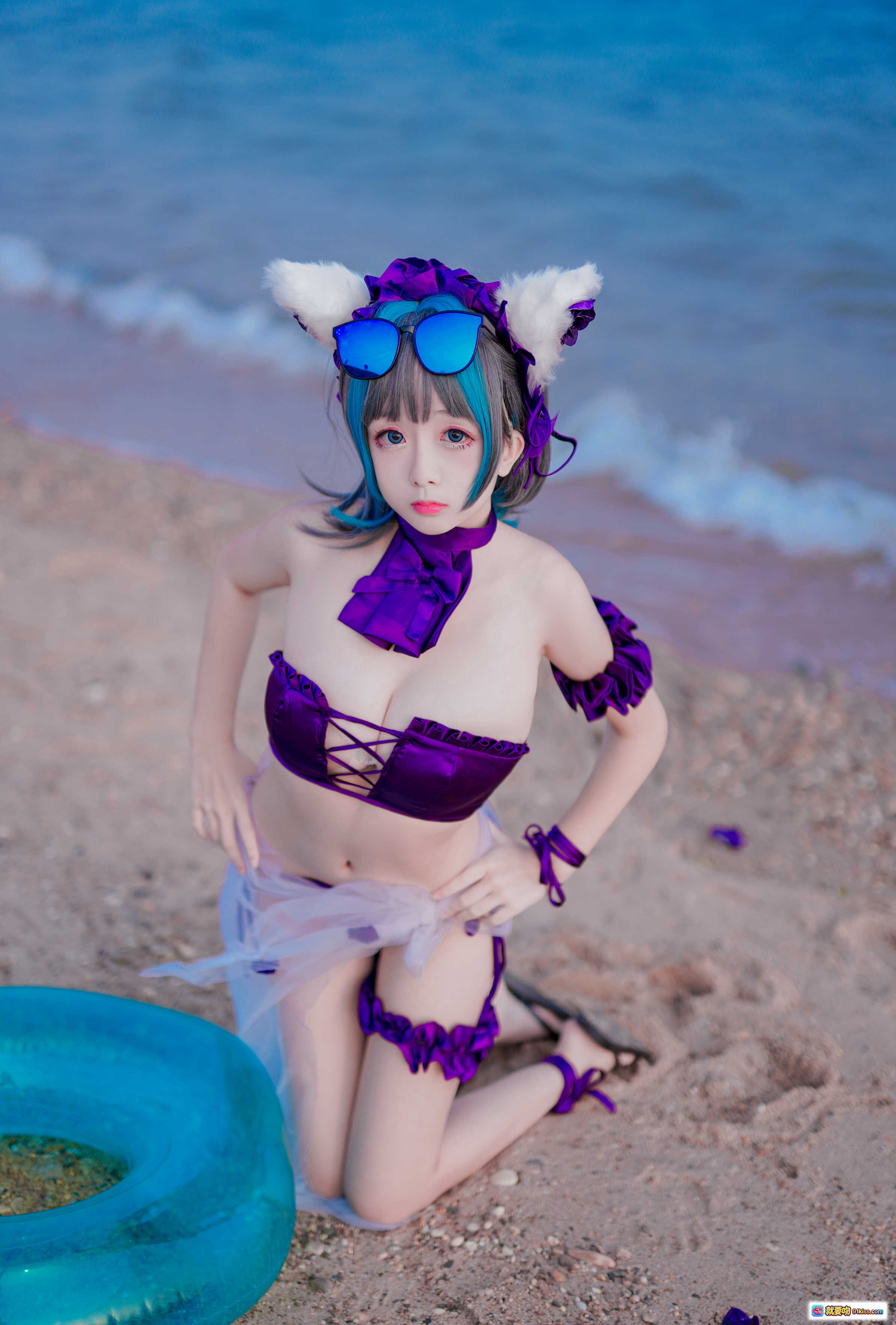 图片[9] - 日奈娇NO.025柴郡泳装写真 紫色比基尼沙滩美腿性感诱惑 41P高清图集 - 就要吻