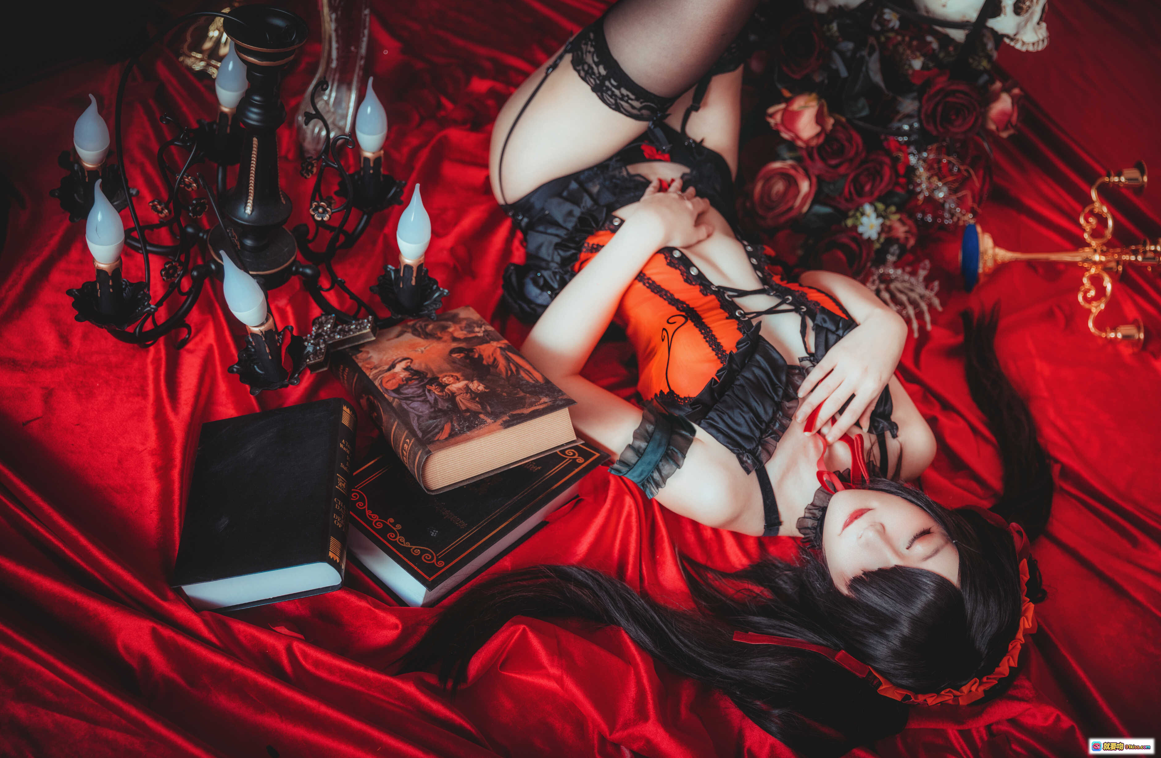 图片[2] - 时崎狂三Cosplay写真 | 黑丝蕾丝内衣 | 红幕宫廷风 | 哥特洛丽塔 | yui金鱼NO.014 | 16P高清图集 - 就要吻